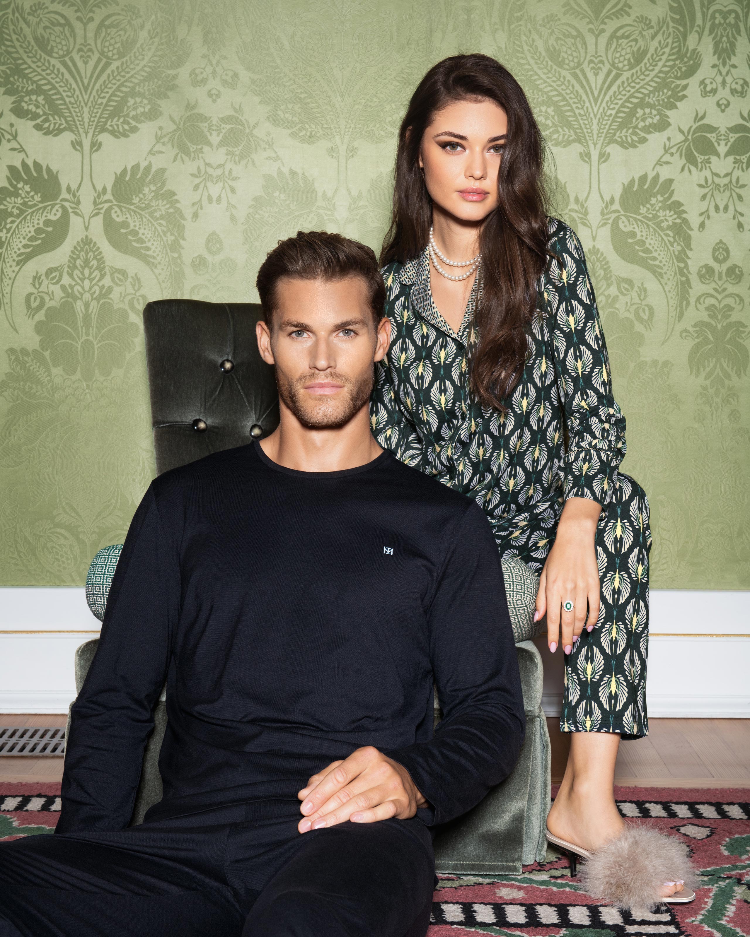 Pijama de mulher estampado em algodão modal