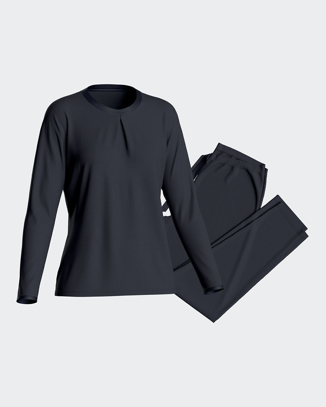 Pijama liso com detalhes acetinados