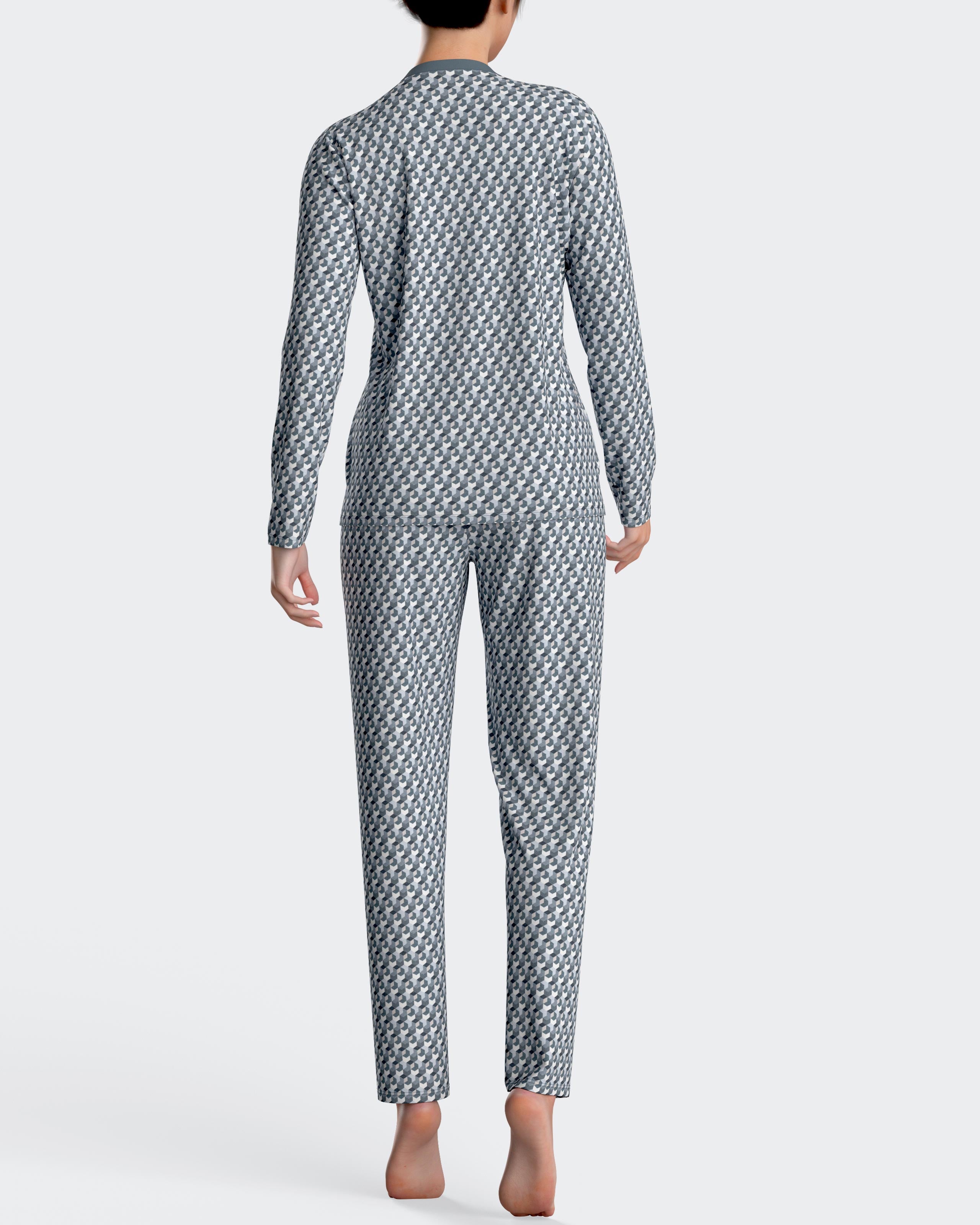 Pyjama micro-motive imprimé en coton modal