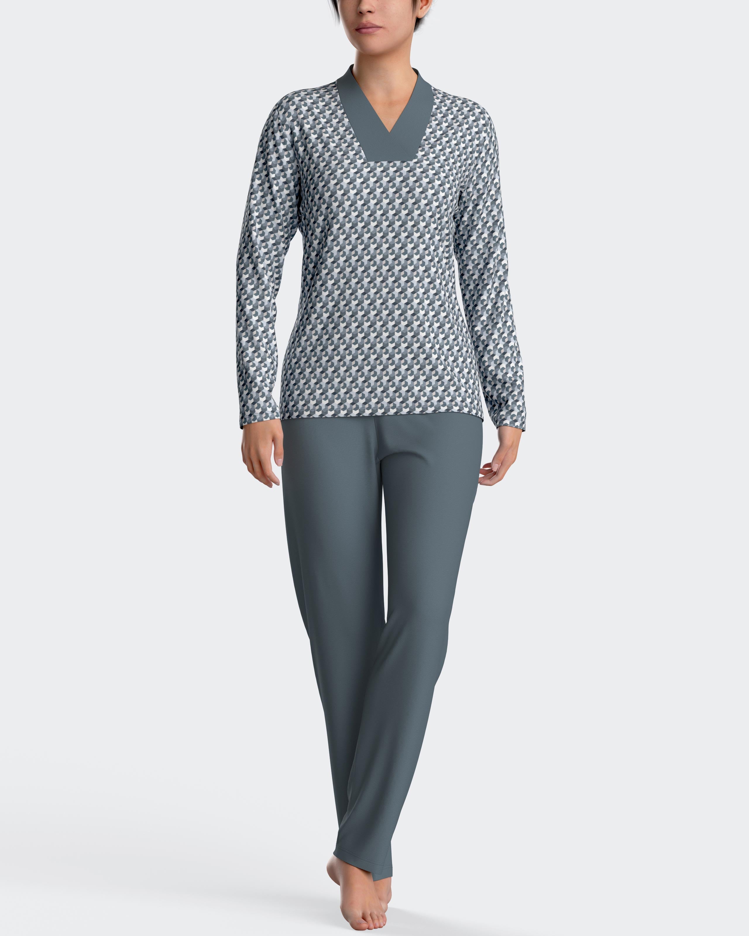 Pyjama micro-motive imprimé en coton modal