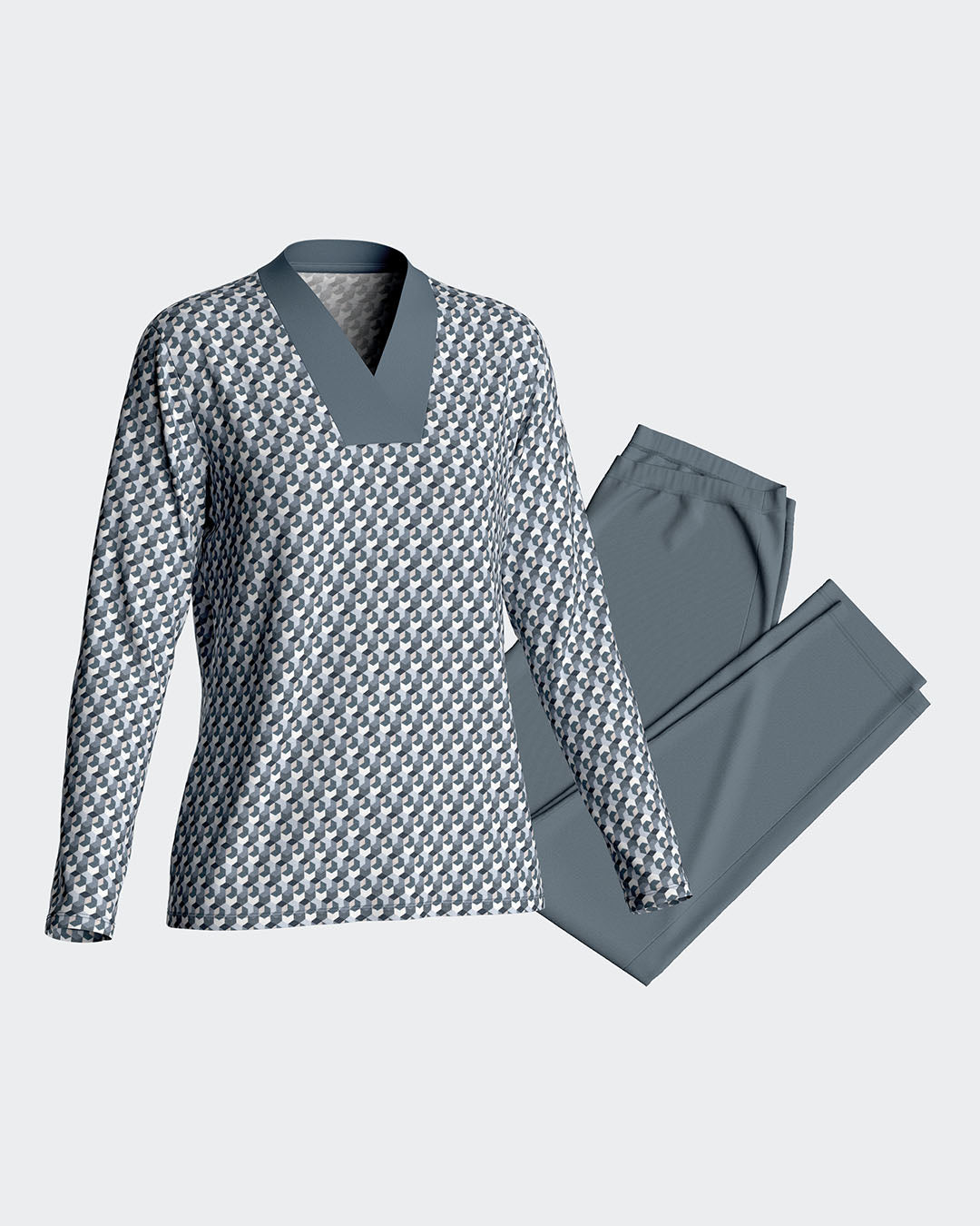 Pijama micromotivo estampado en algodón modal