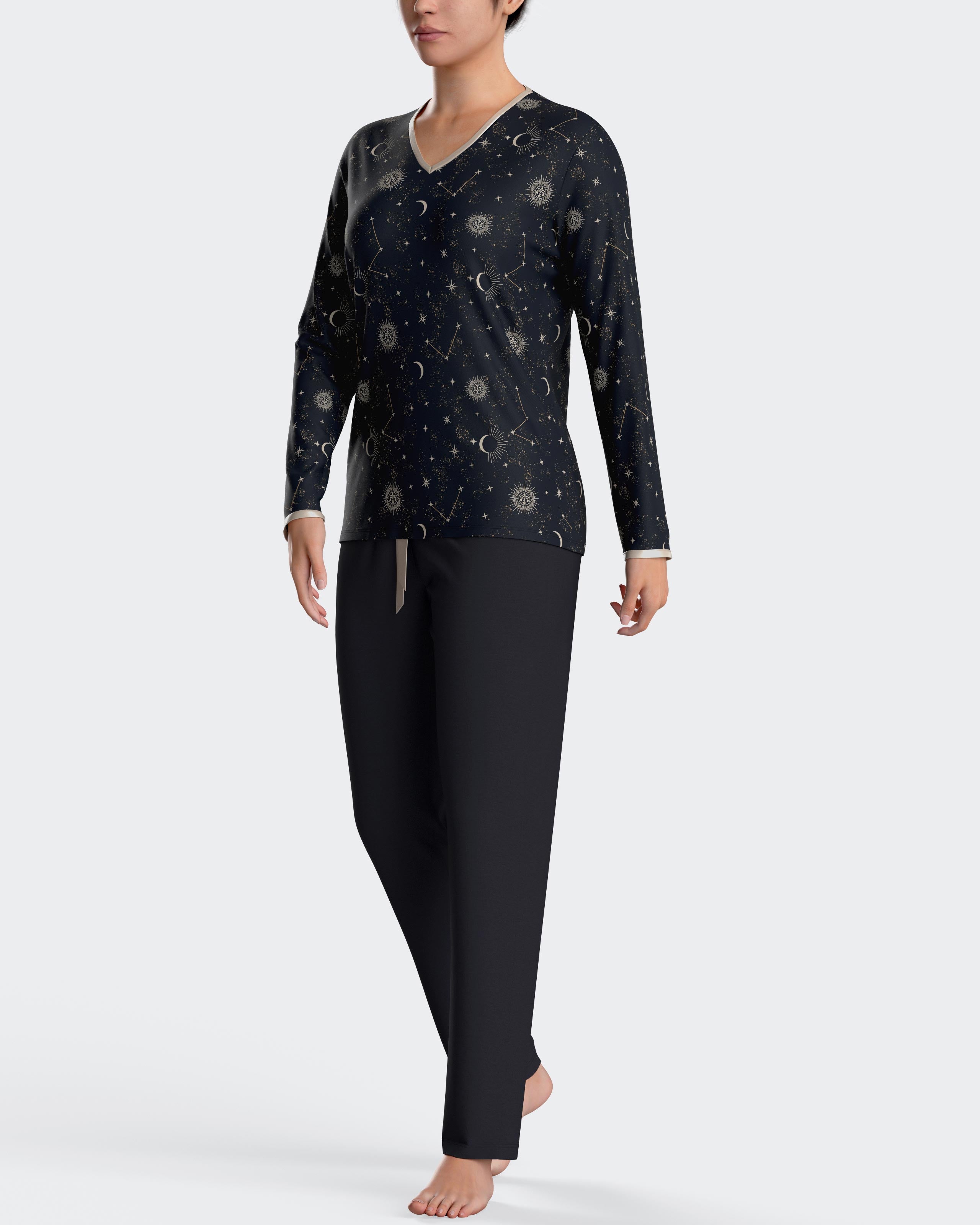 Pijama estampado dourado