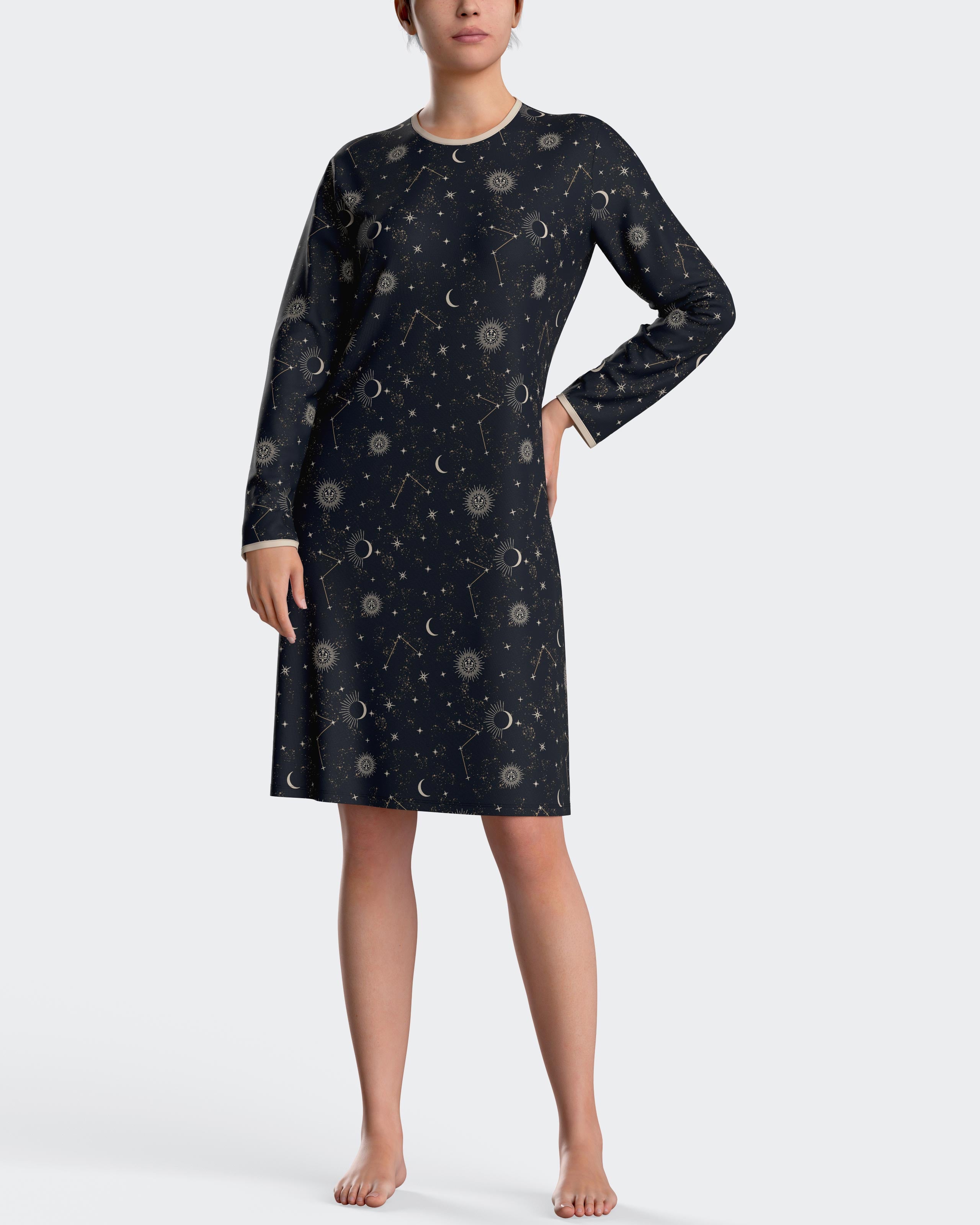 Nightgown with gold print