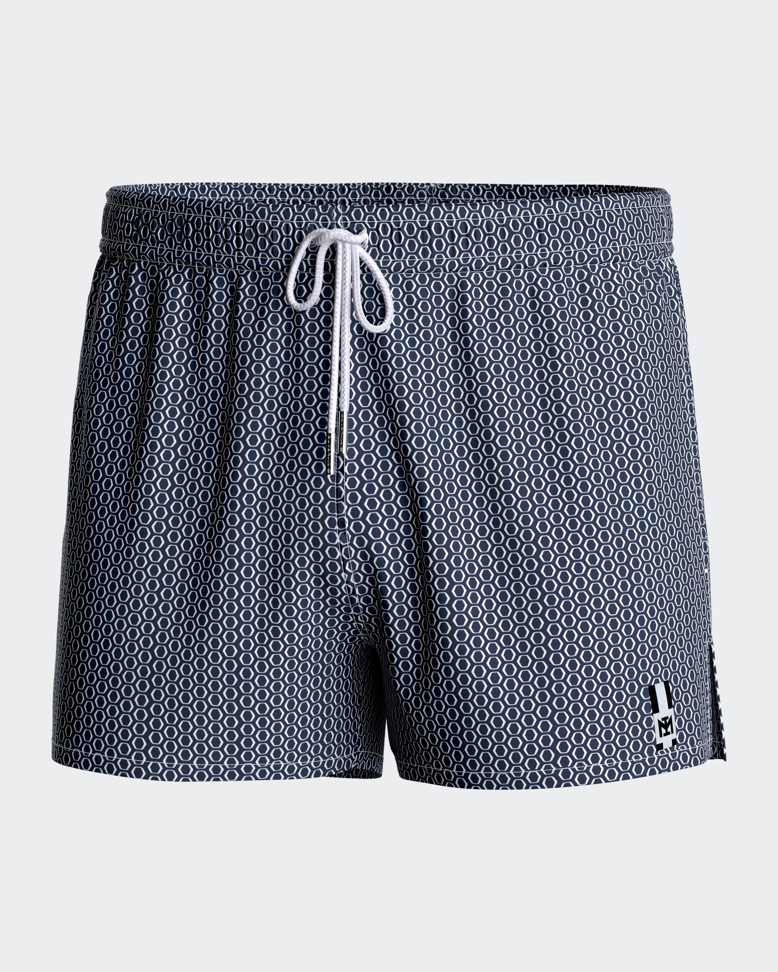 Geometric printed swim short