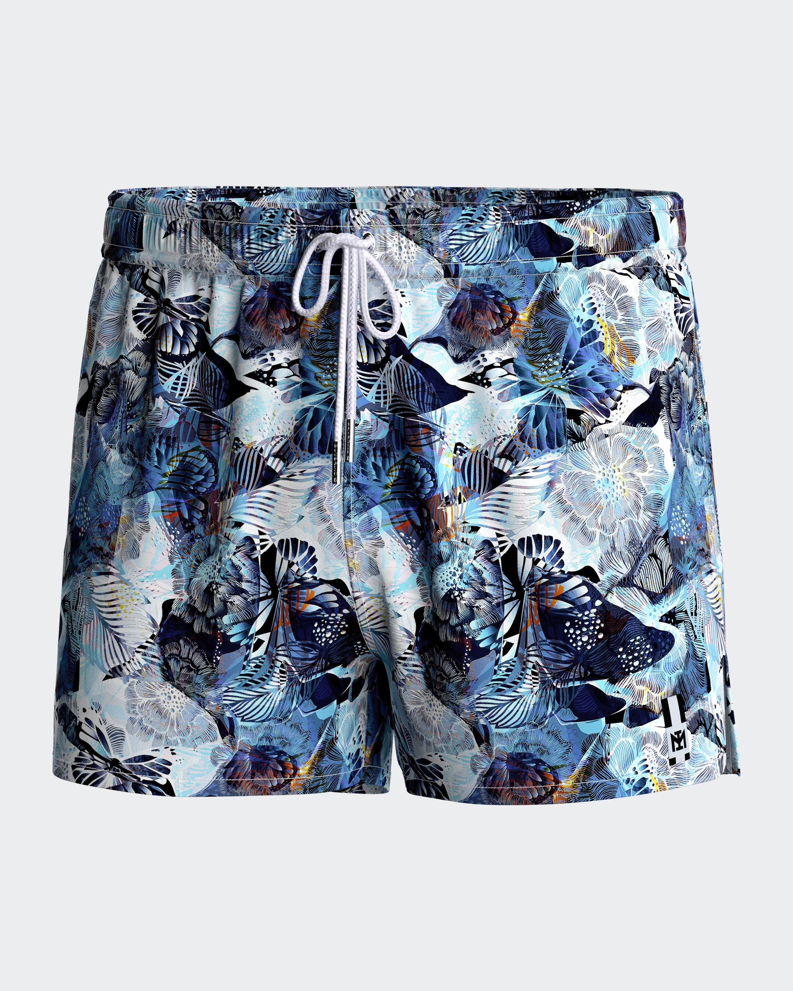 Calções de banho curtos estampado tropical
