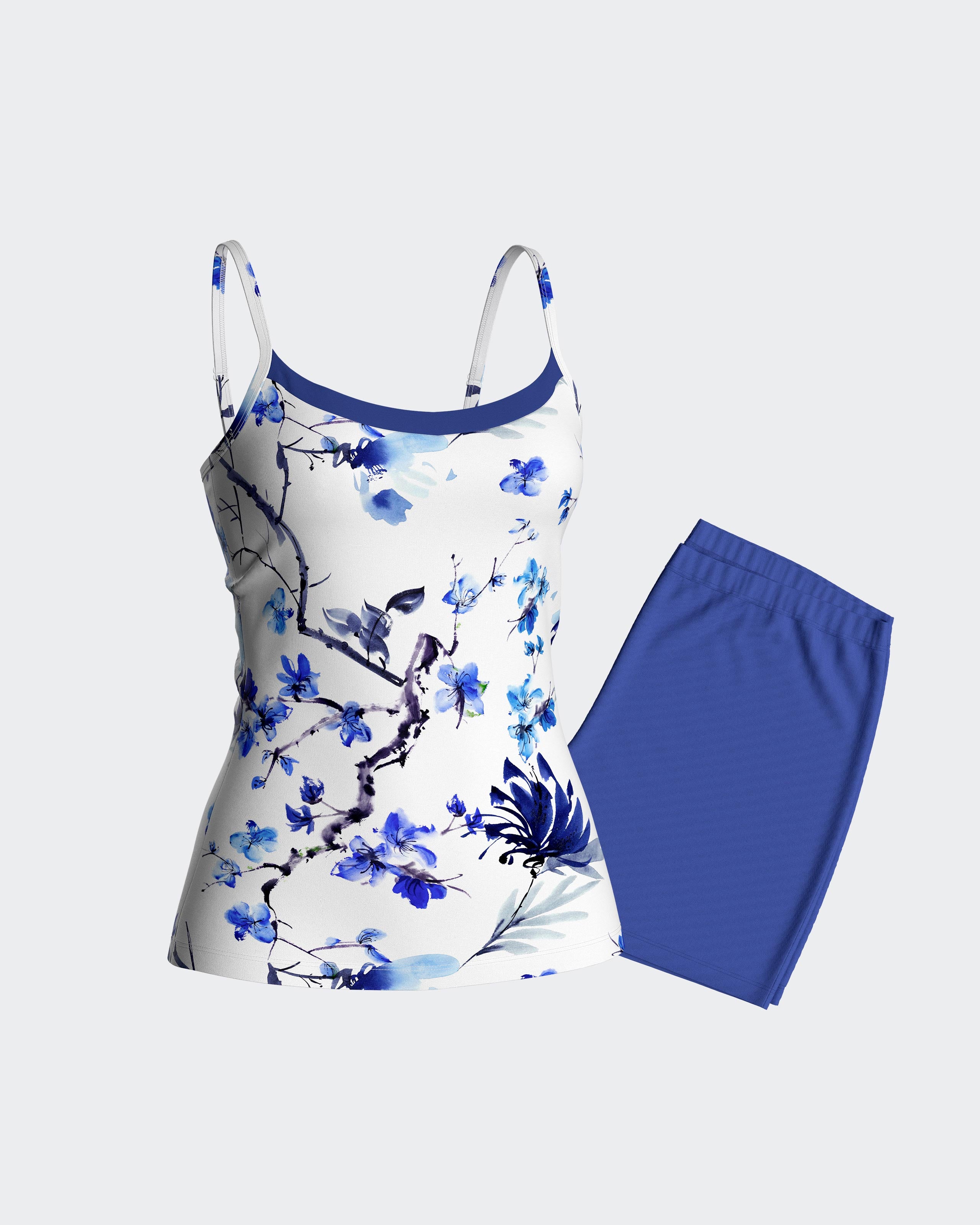 Kurzer Pyjama mit Blumendruck aus Modal