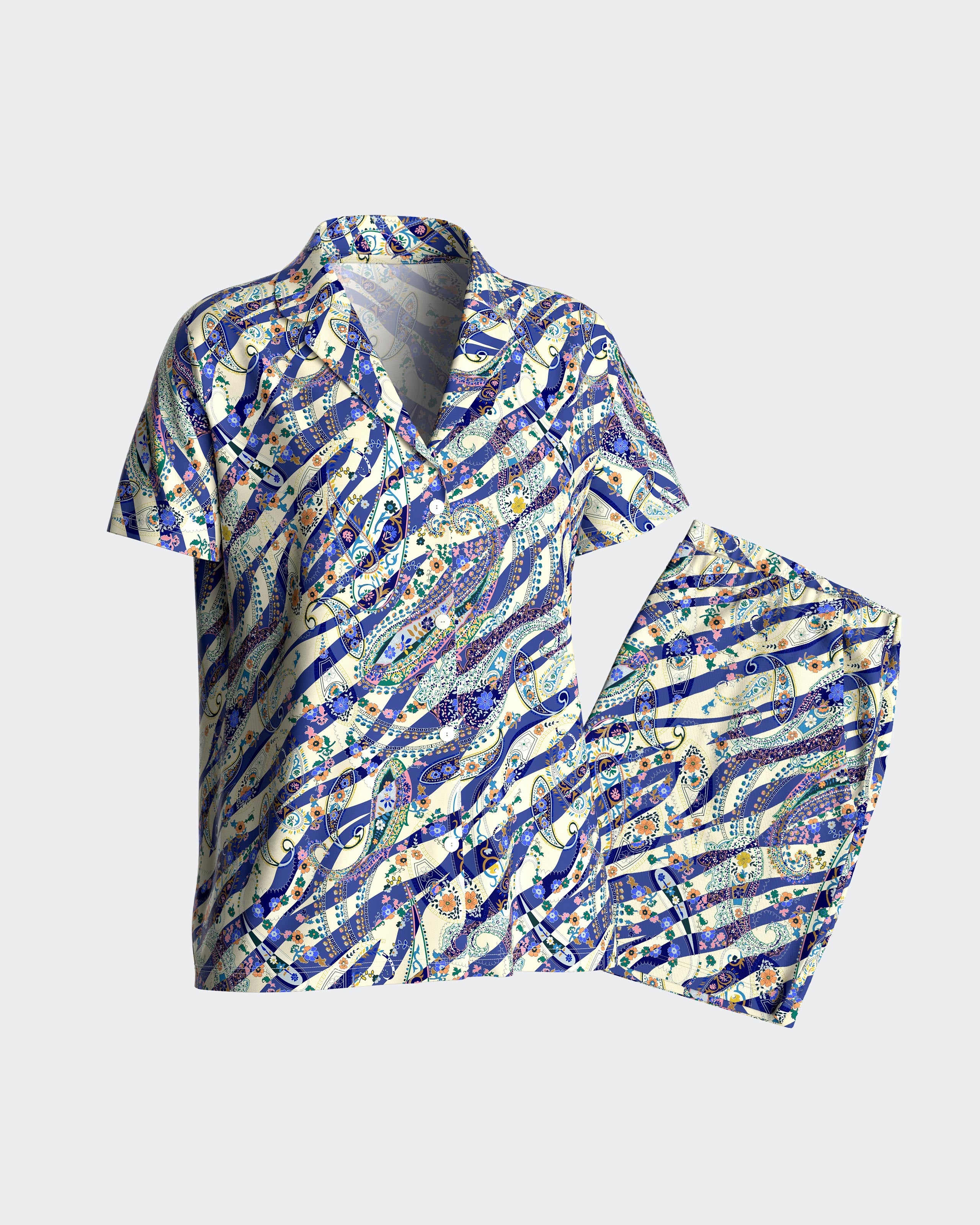 Pijama de mulher curto com botões em Modal