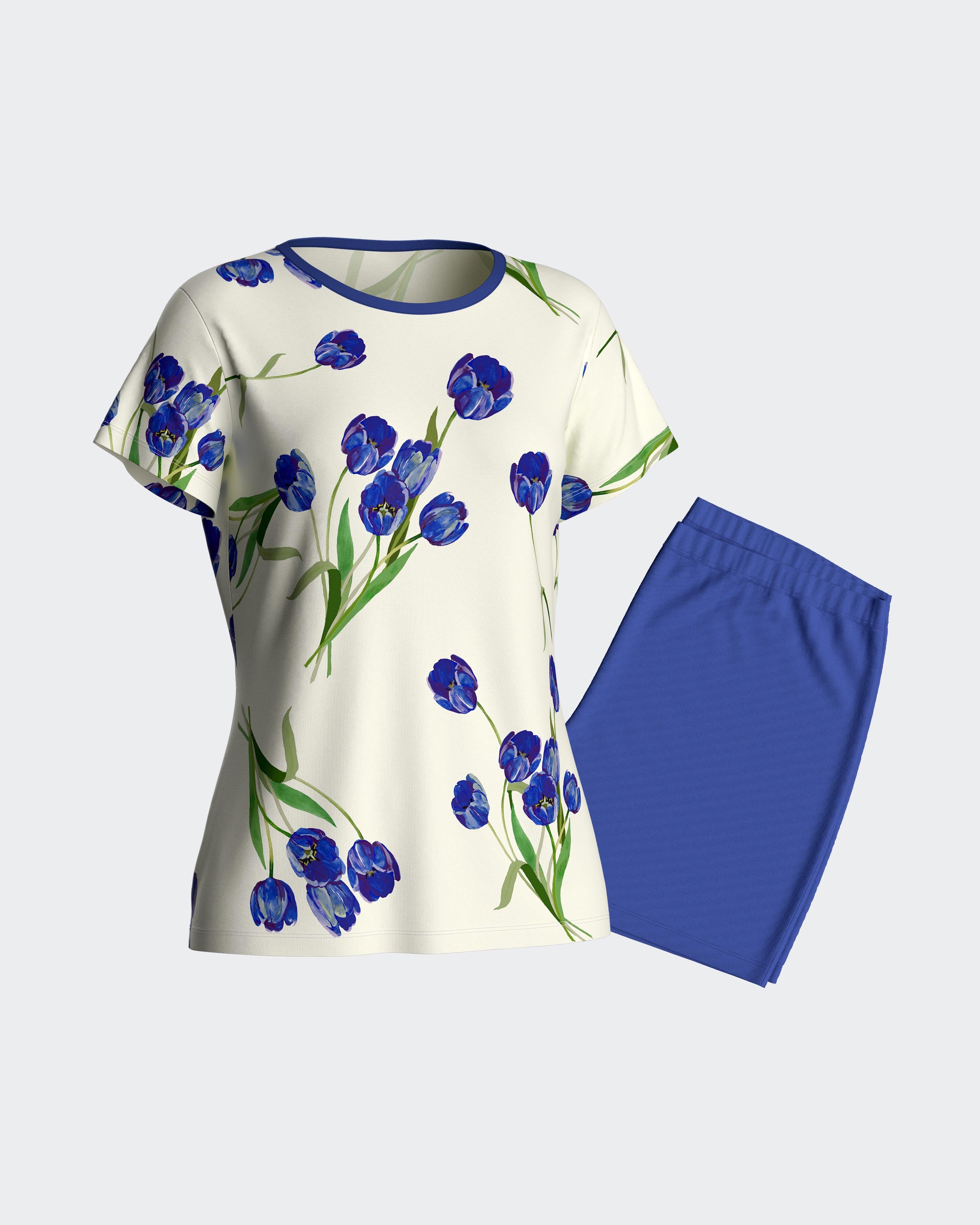 Pijama de mulher curto floral em Modal