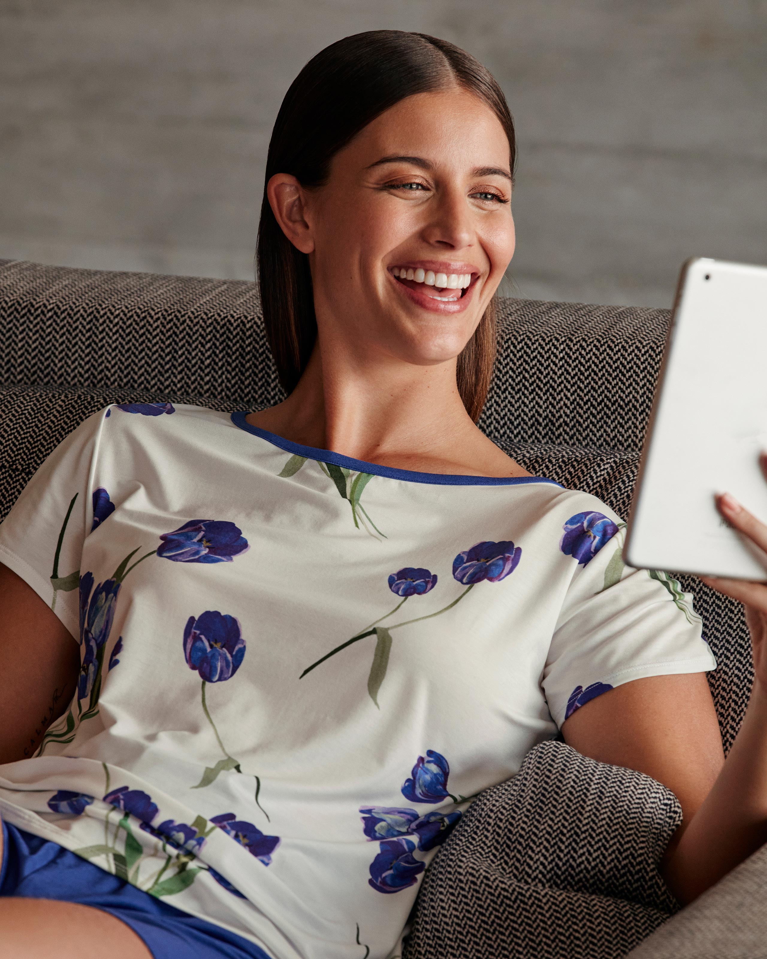 Pyjama court floral en Modal