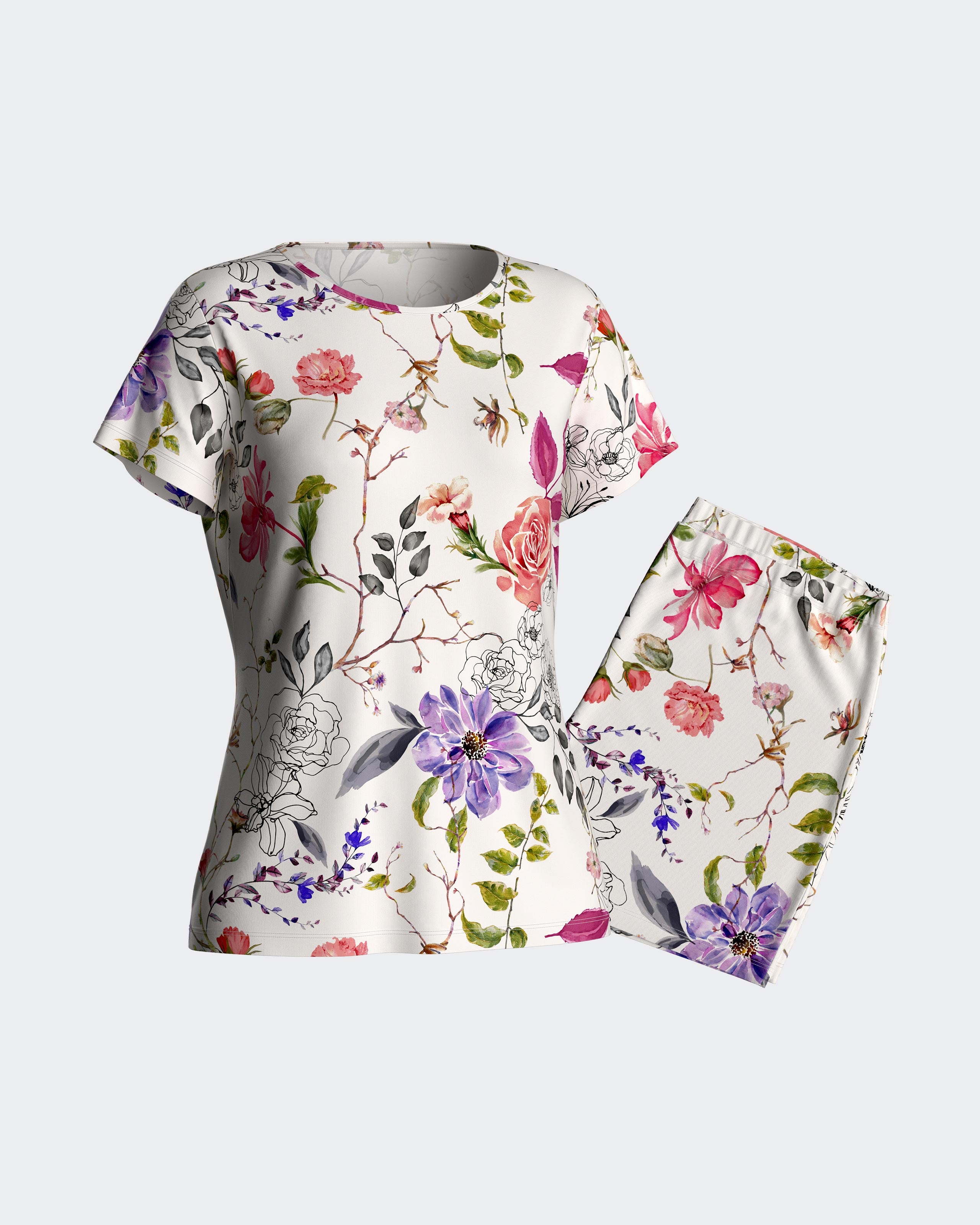 Kurzer Pyjama aus Lyocell-Baumwolle