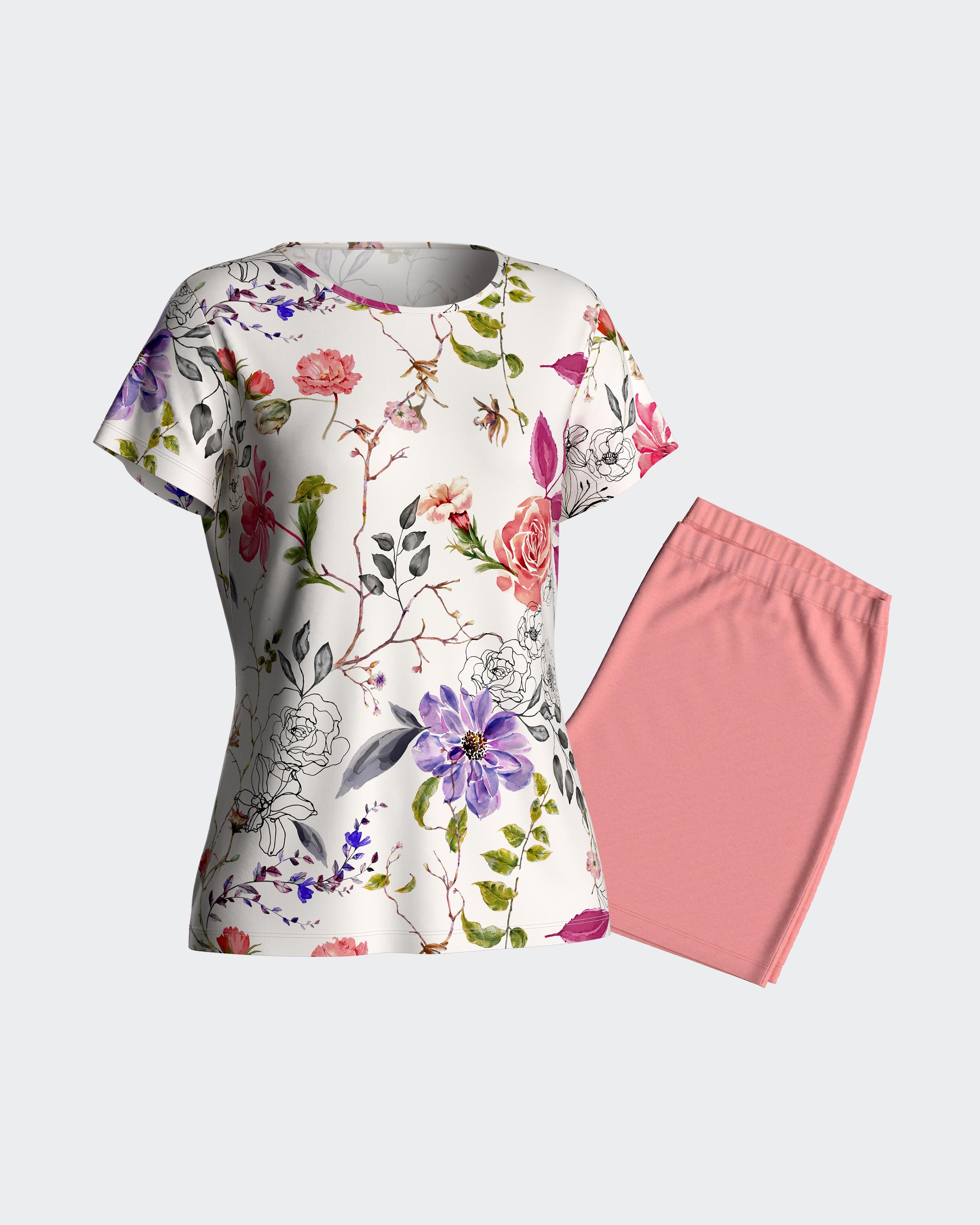 Kurzer Pyjama aus Lyocell-Baumwolle