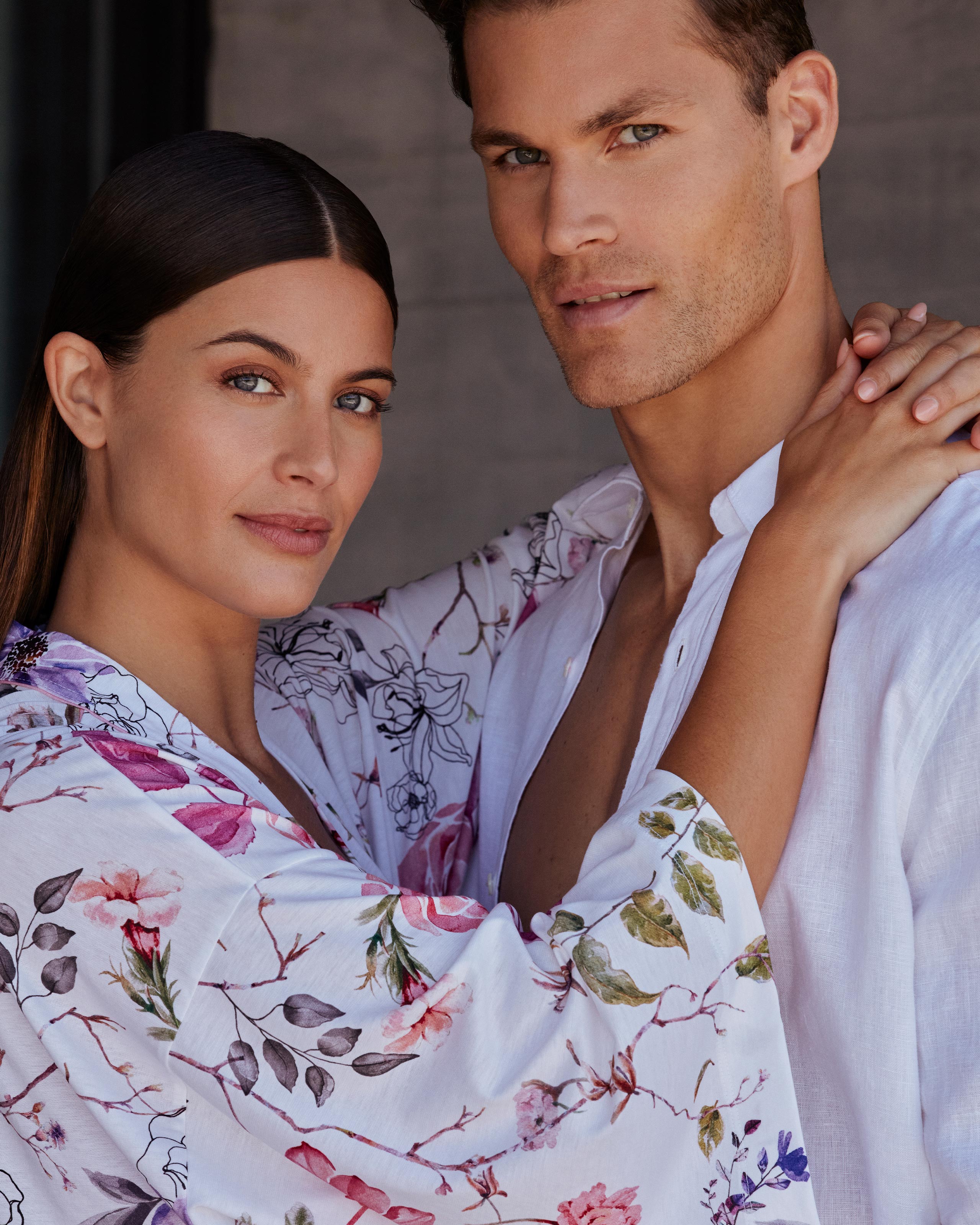 Short dressing gown in Lyocell Cotton