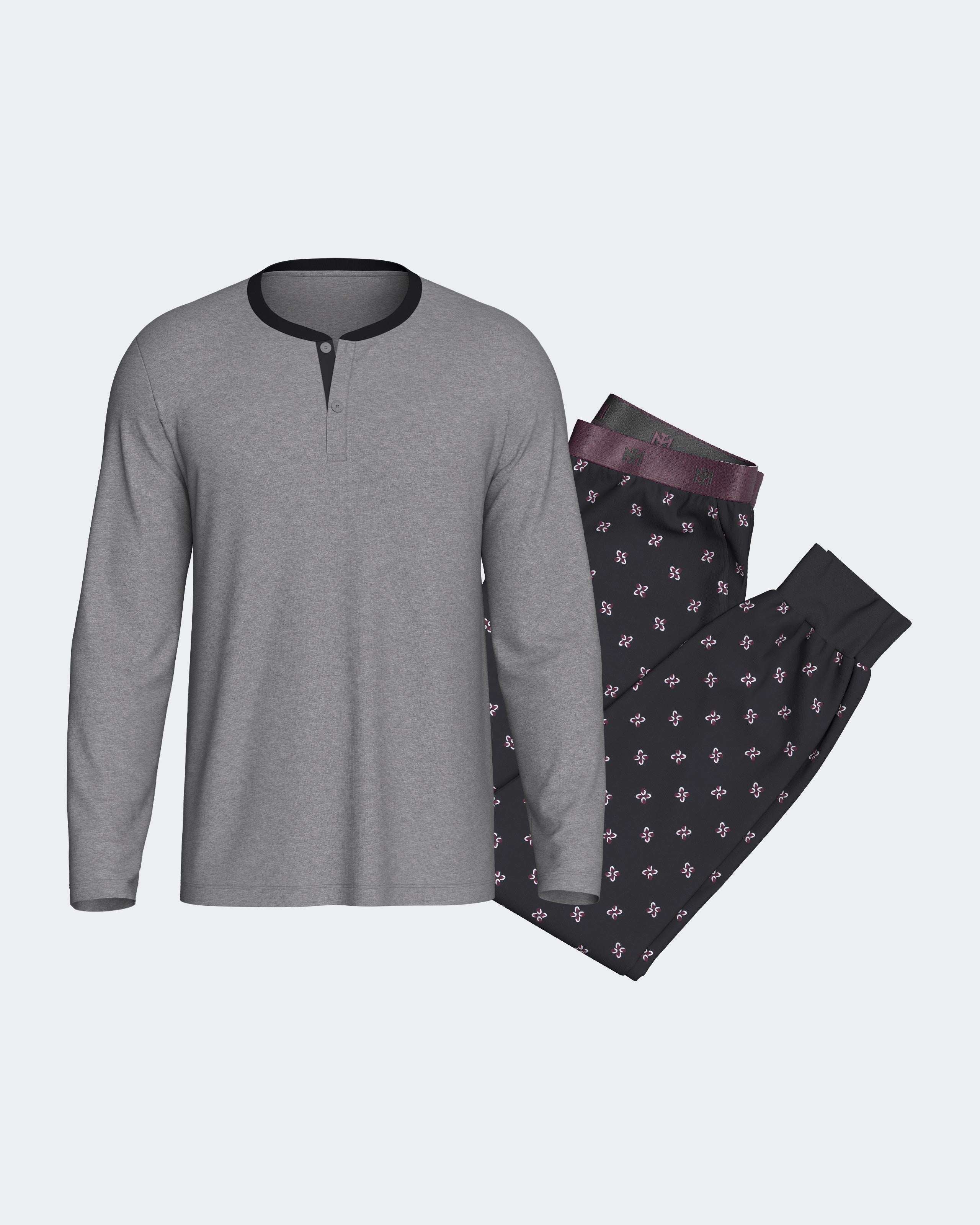 Men's pyjama in cotton with cuffs