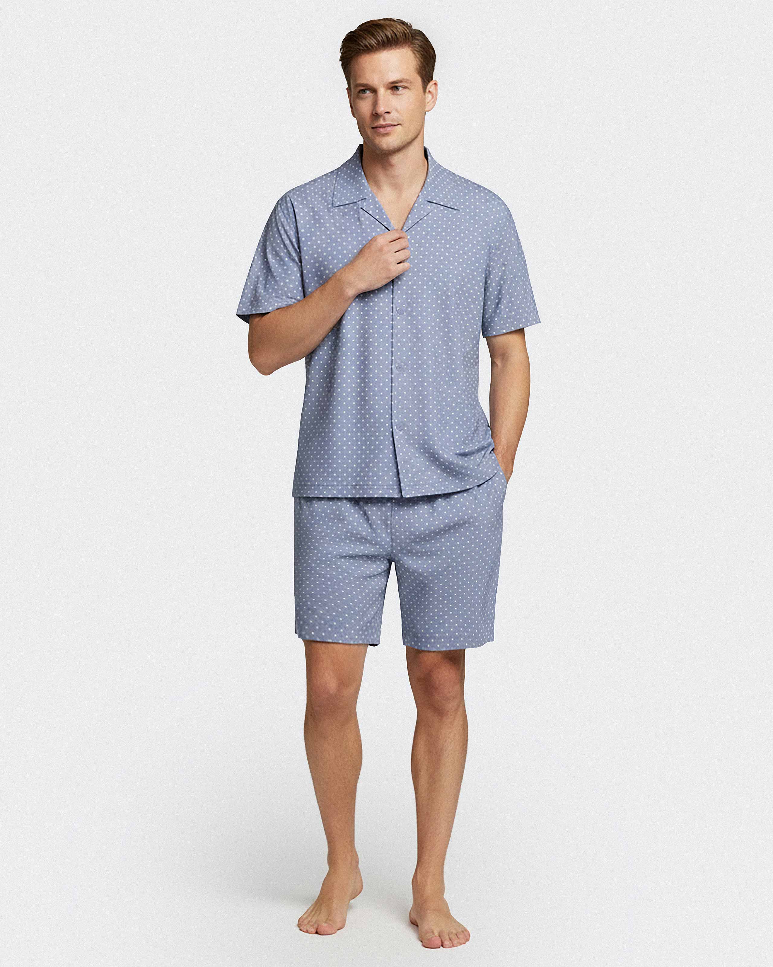 Pyjama court d'homme avec boutons en Coton