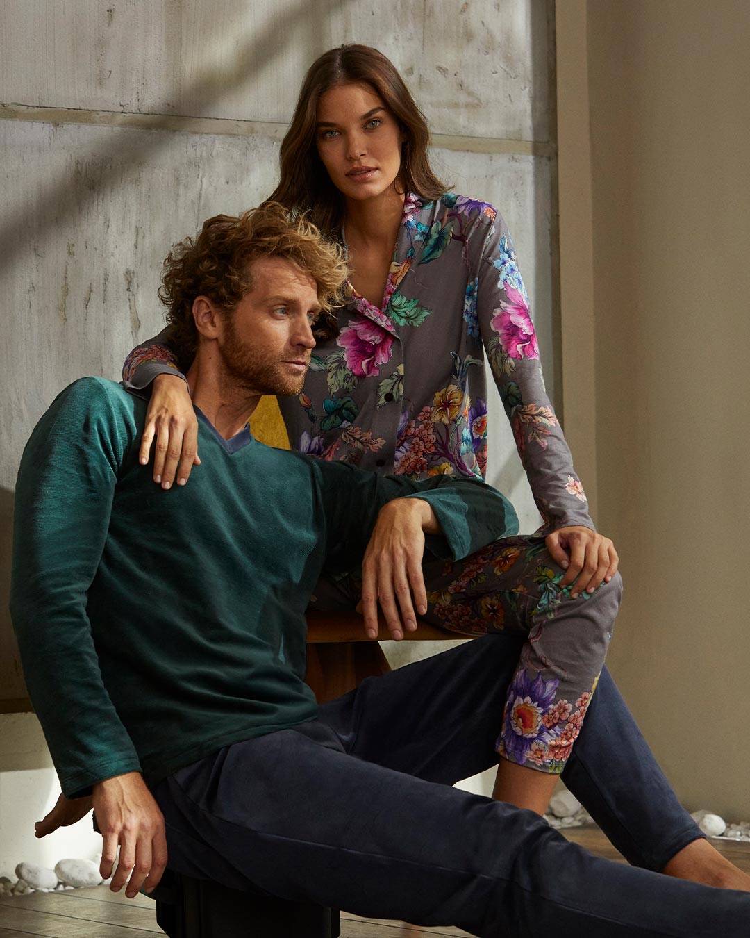 Pijama de homem em veludo térmico