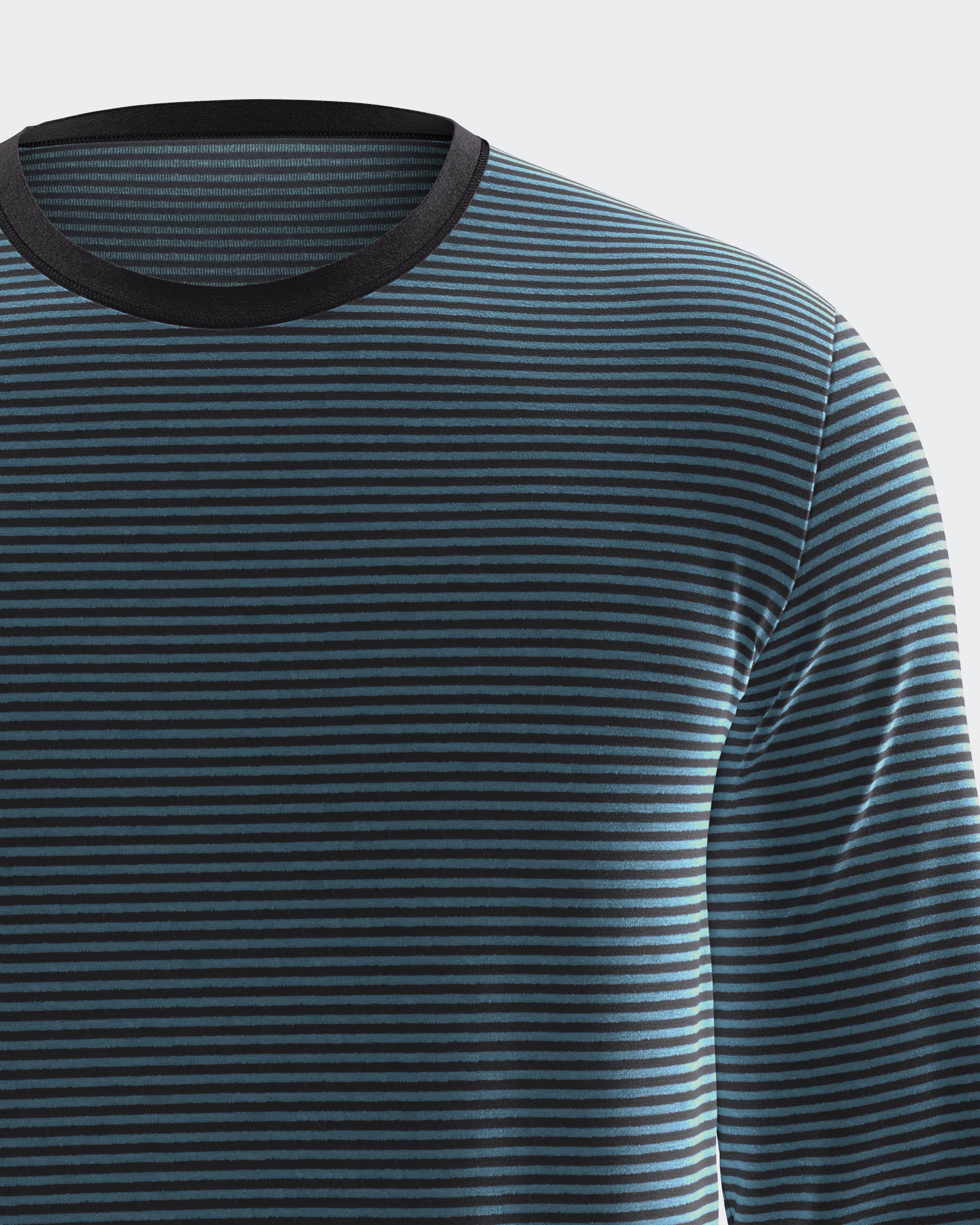 Pijama de hombre en terciopelo térmico a rayas