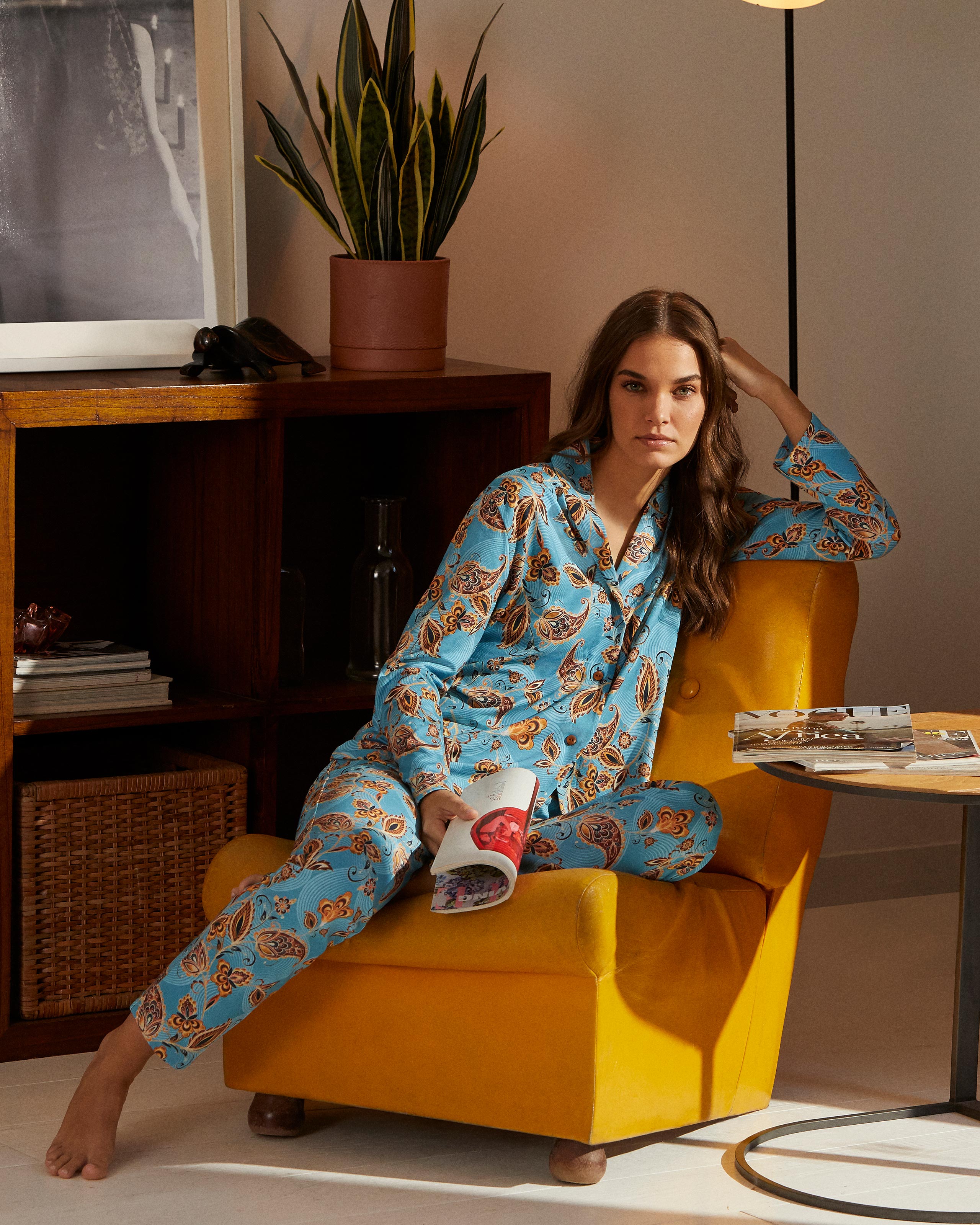 Pijama de mulher com botões em Algodão Modal