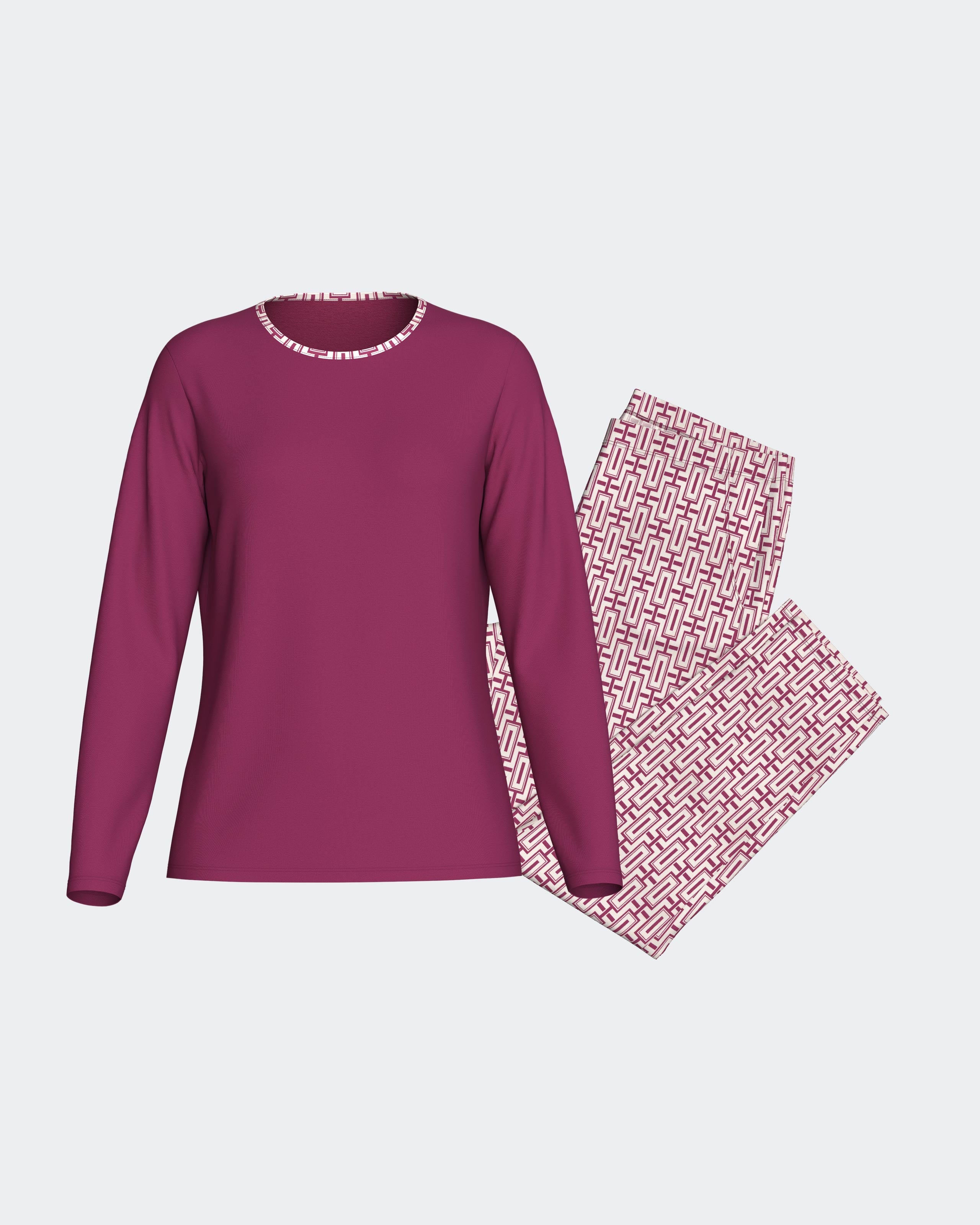 Bedruckter Damen-Pyjama aus Modal-Baumwolle