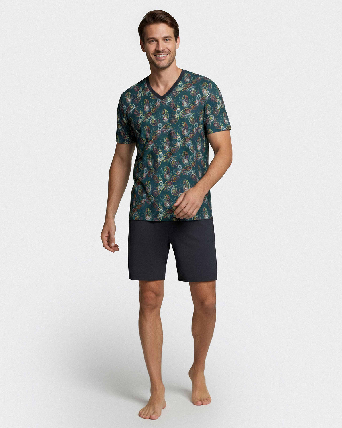 Men's pyjamas with cornucopia print in Lyocell