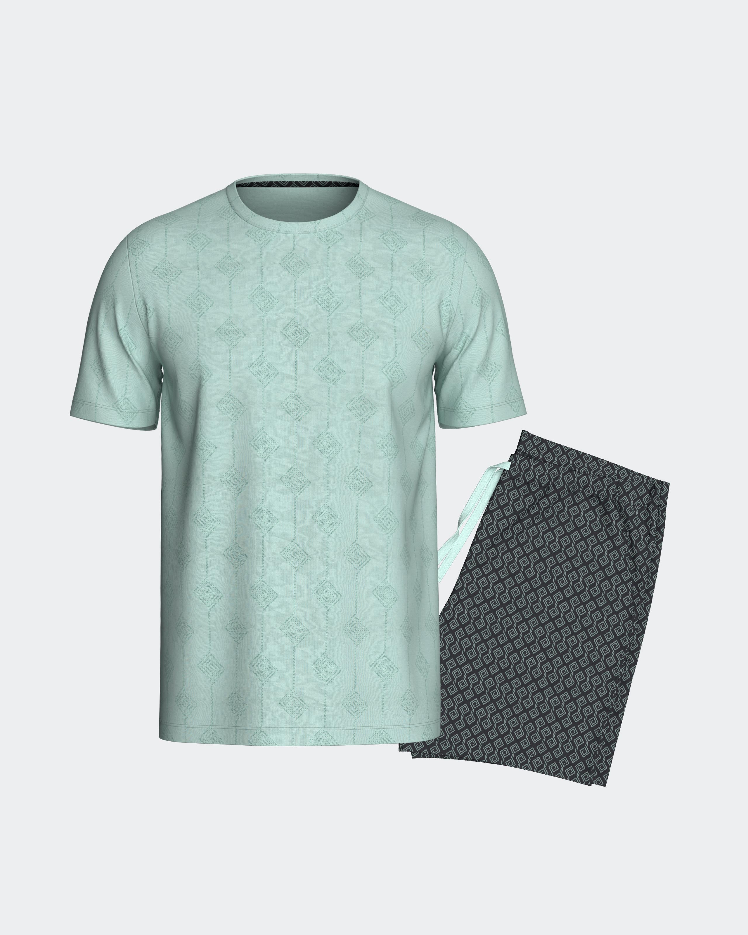 Kurzer Herren-Pyjama mit Muster aus Lyocell