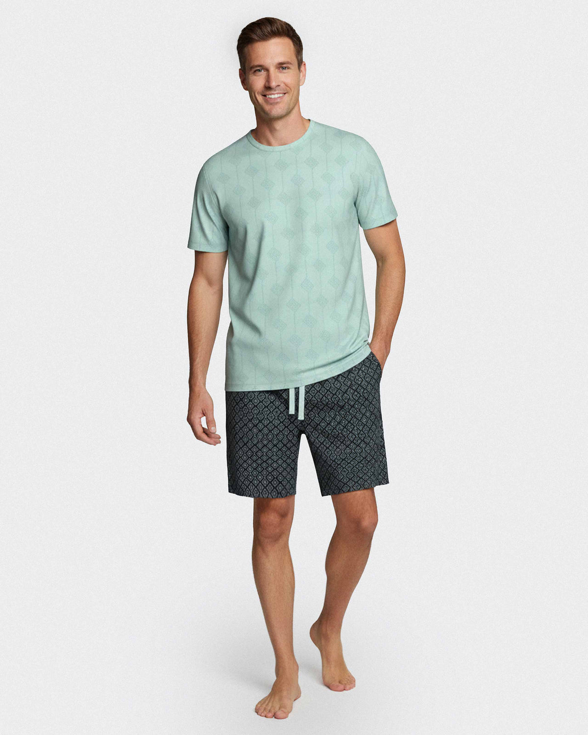 Men's printed short pyjama in Lyocell