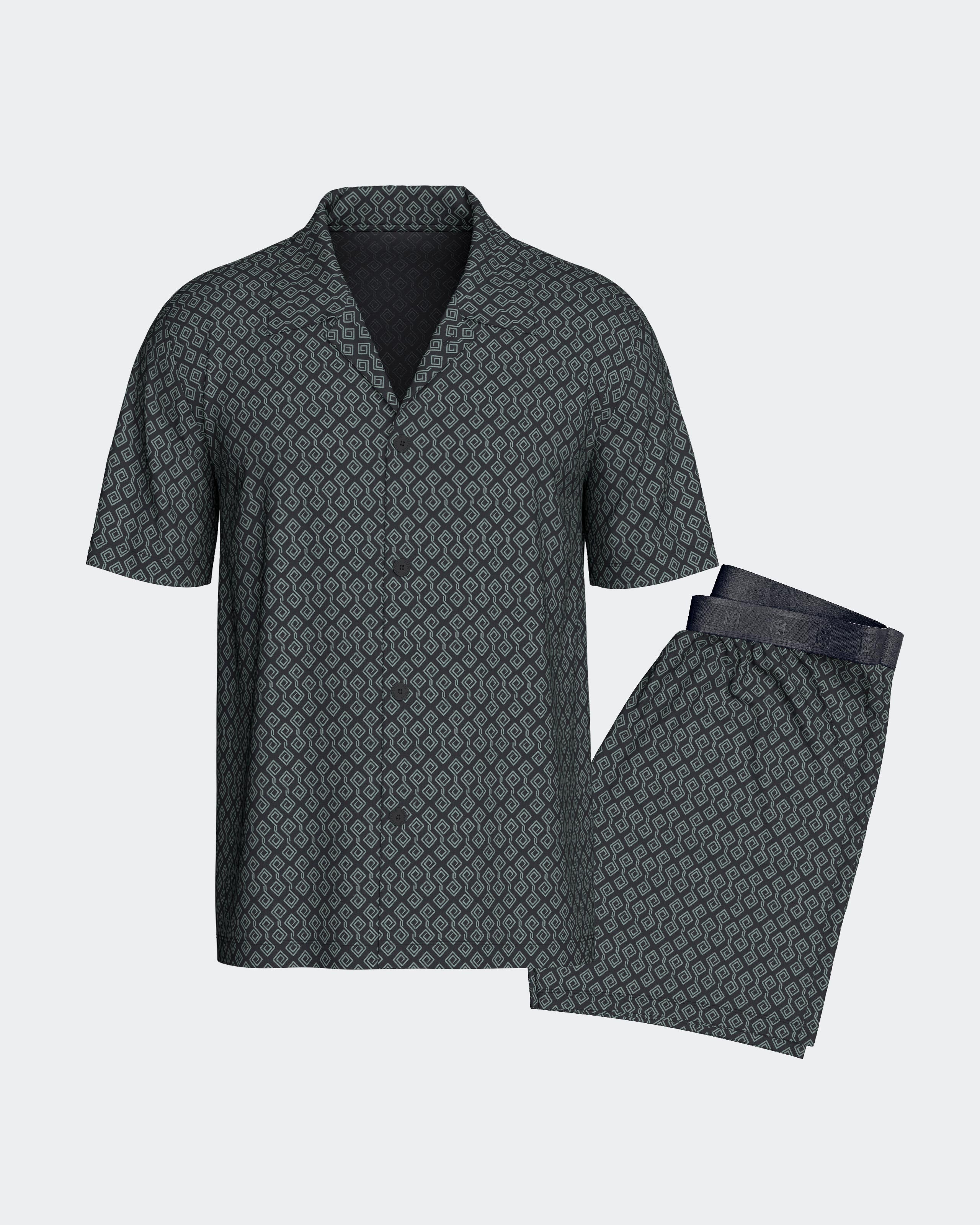 Men's button-down short pyjama in Lyocell