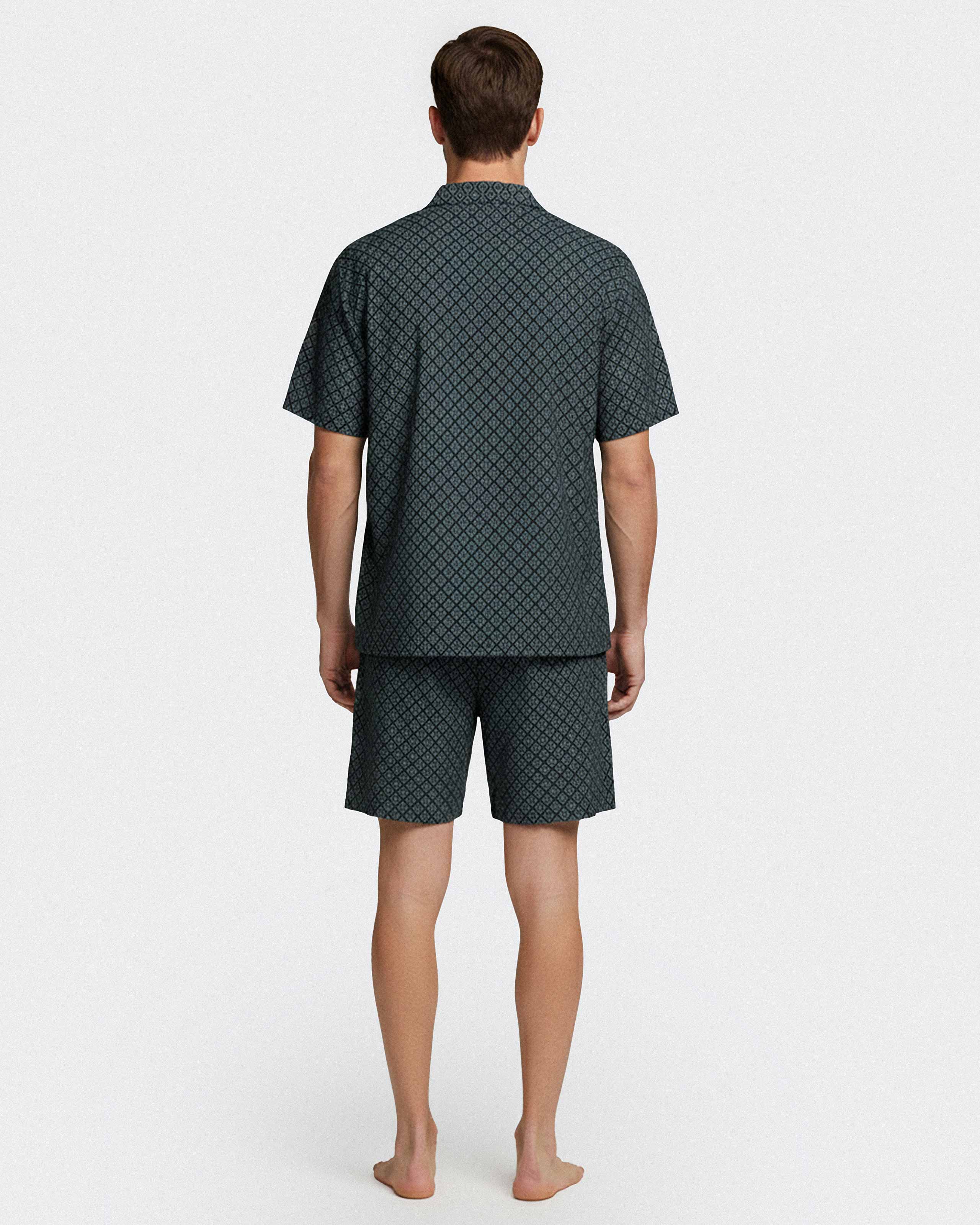 Pijama curto com botões de homem em Lyocell