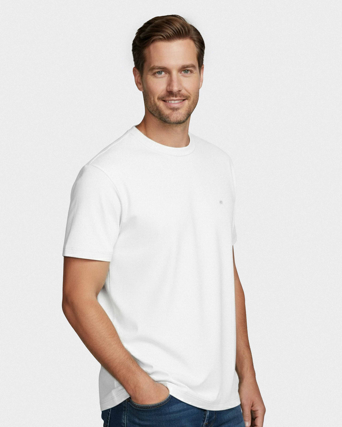 Camiseta de manga corta lisa en algodón