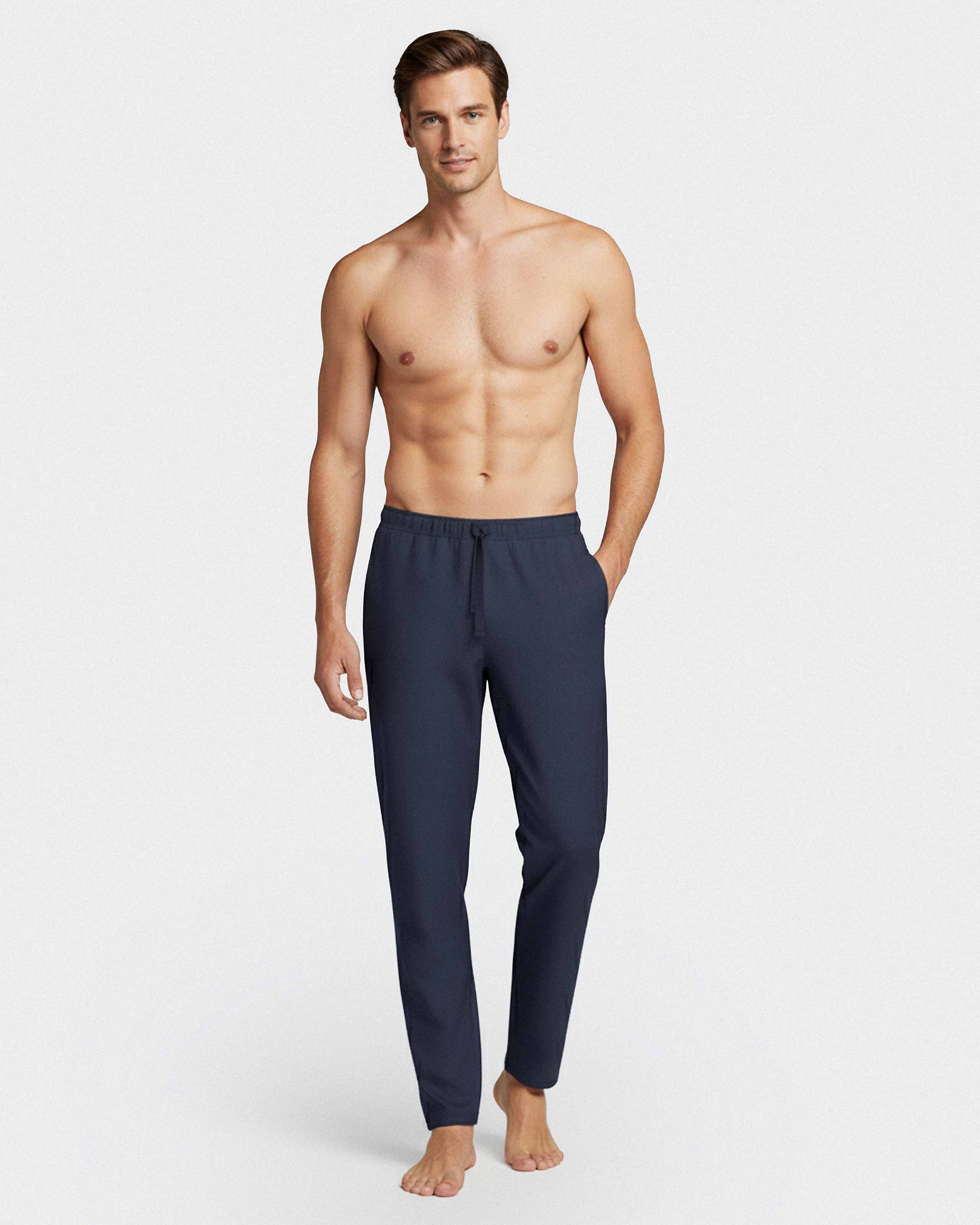Men's plain trousers in cotton lyocell