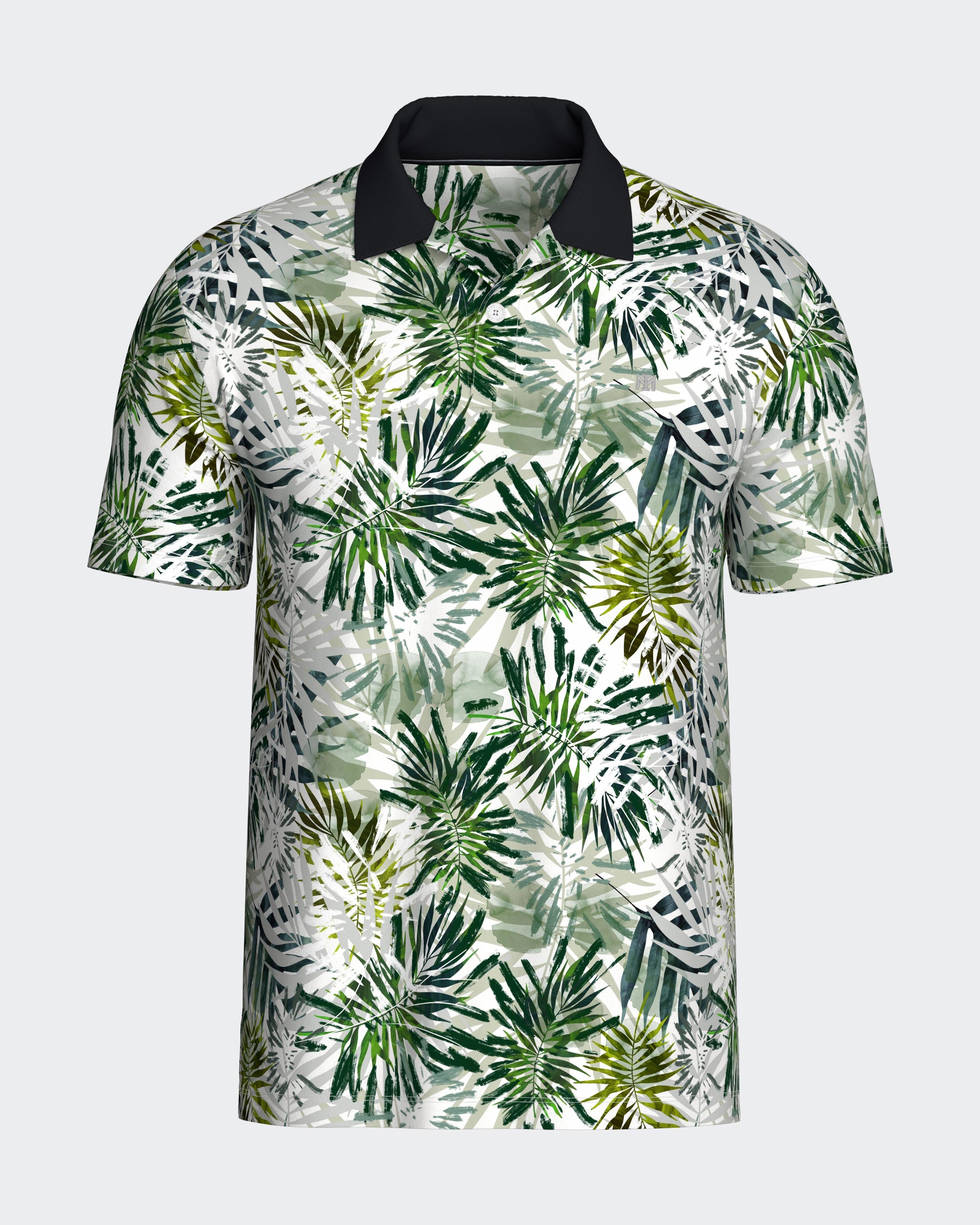 Polo with tropical print