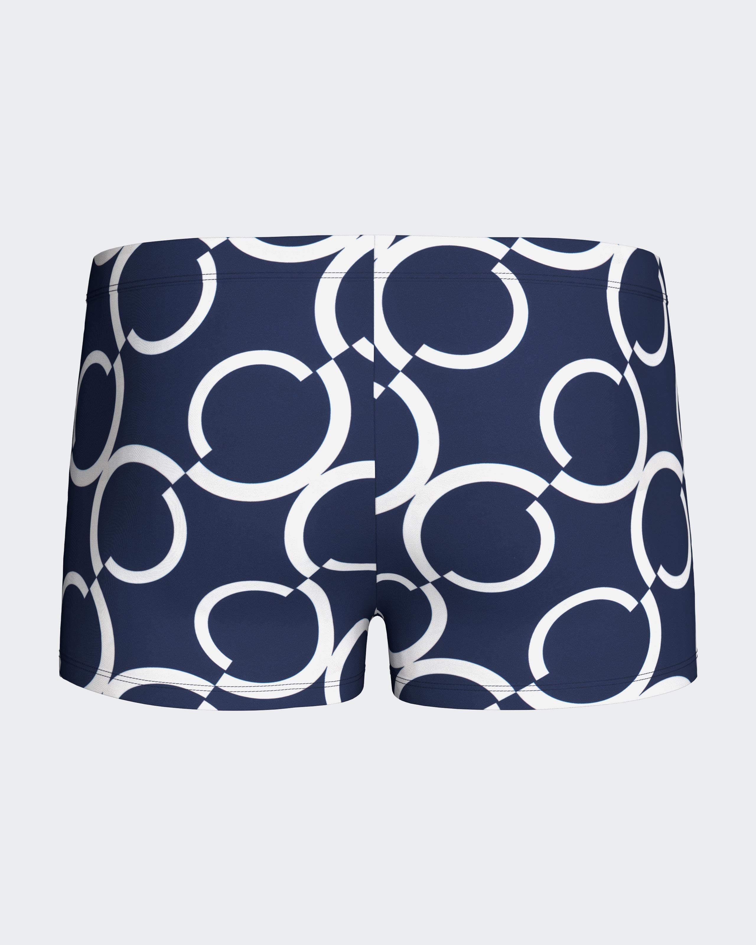 Swimming Boxer with geometric print