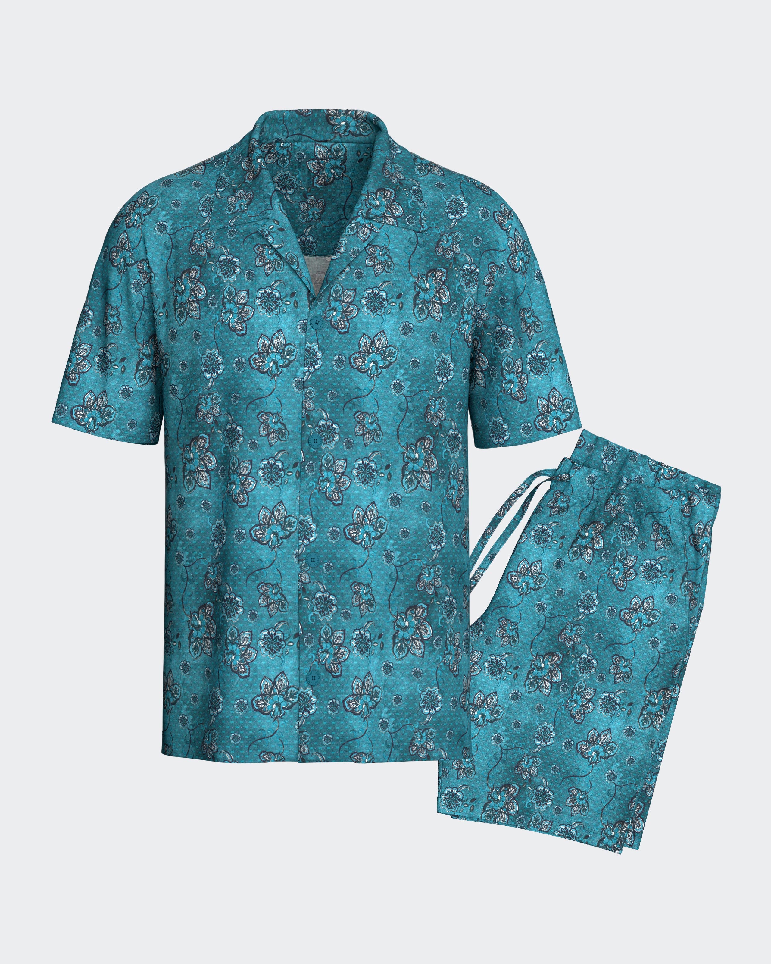 Men's short pyjamas with buttons in Lyocell