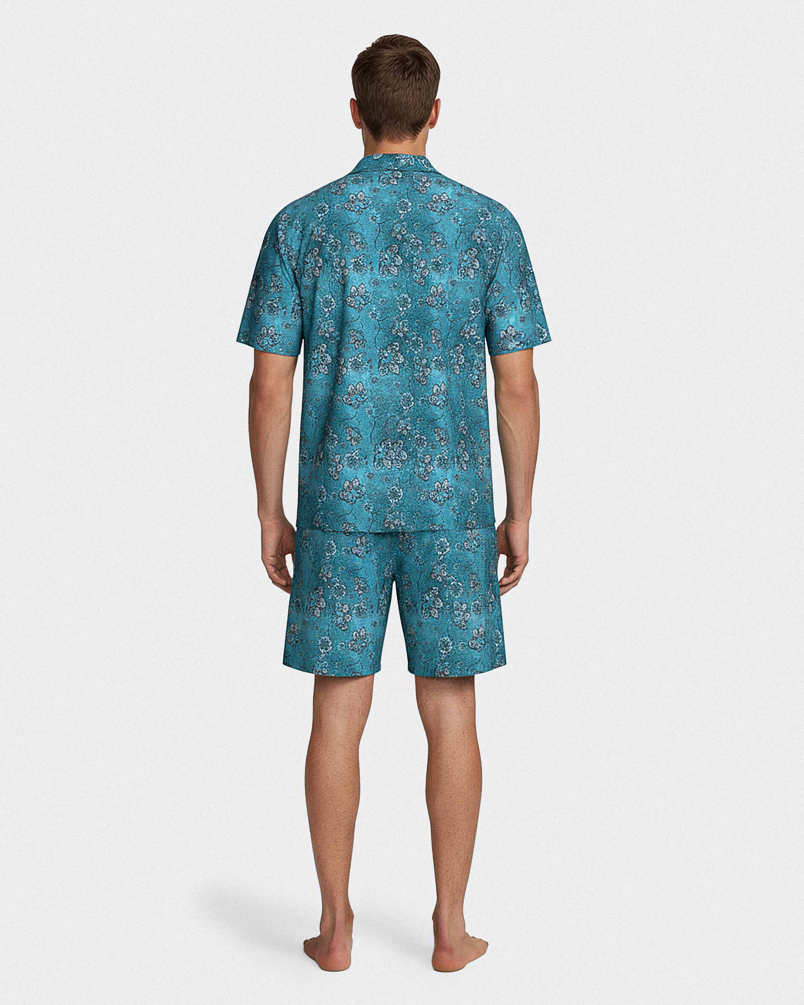 Men's short pyjamas with buttons in Lyocell