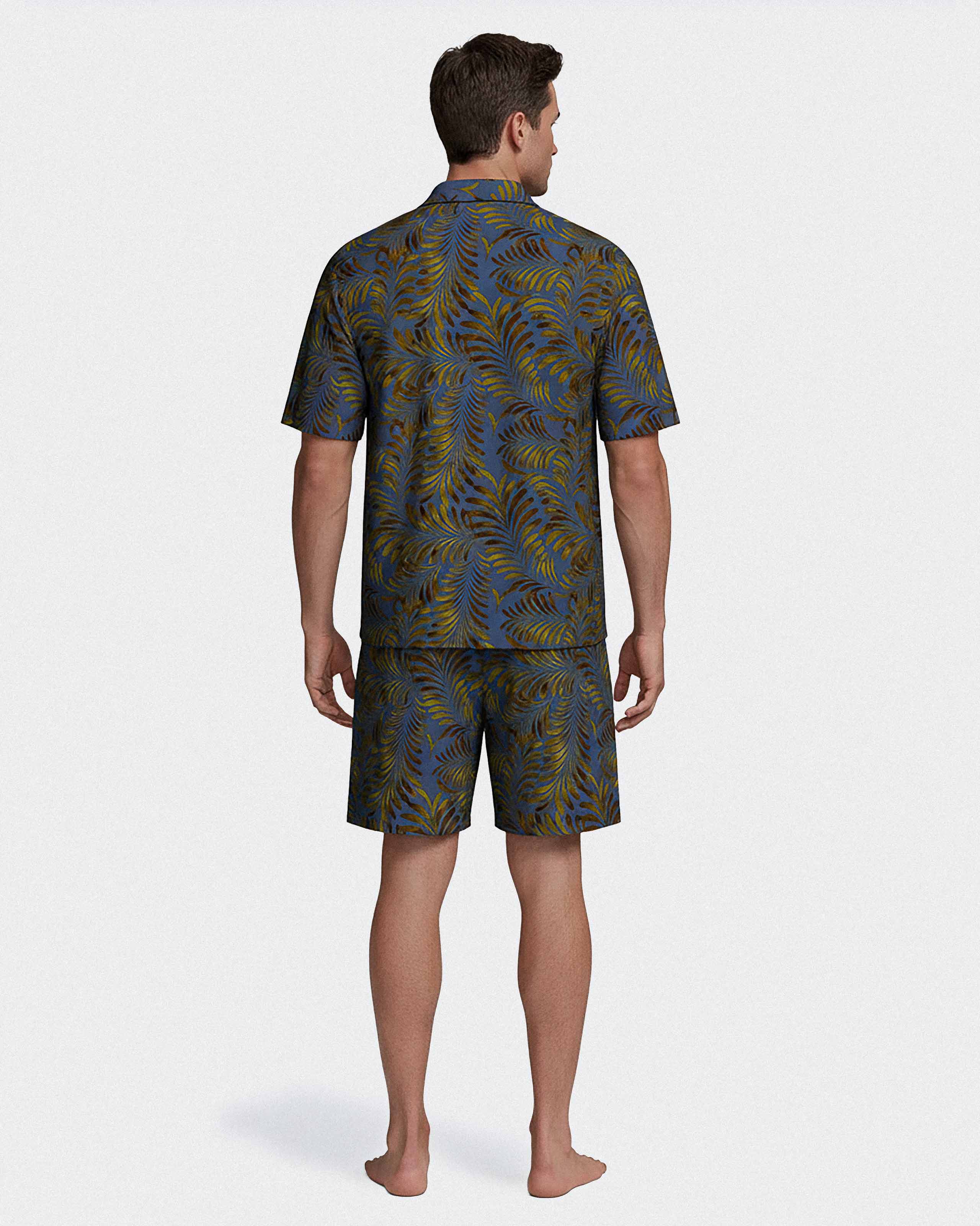 Men's short pyjamas with buttons in Lyocell