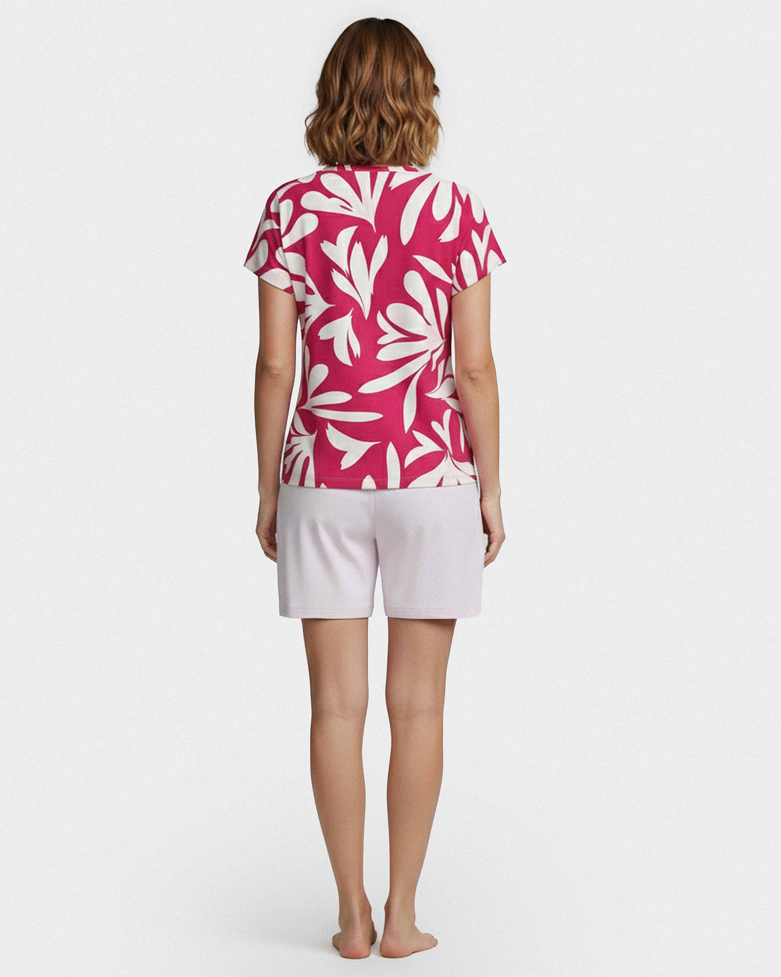 Damen-Kurzpyjama aus Lyocell mit Print