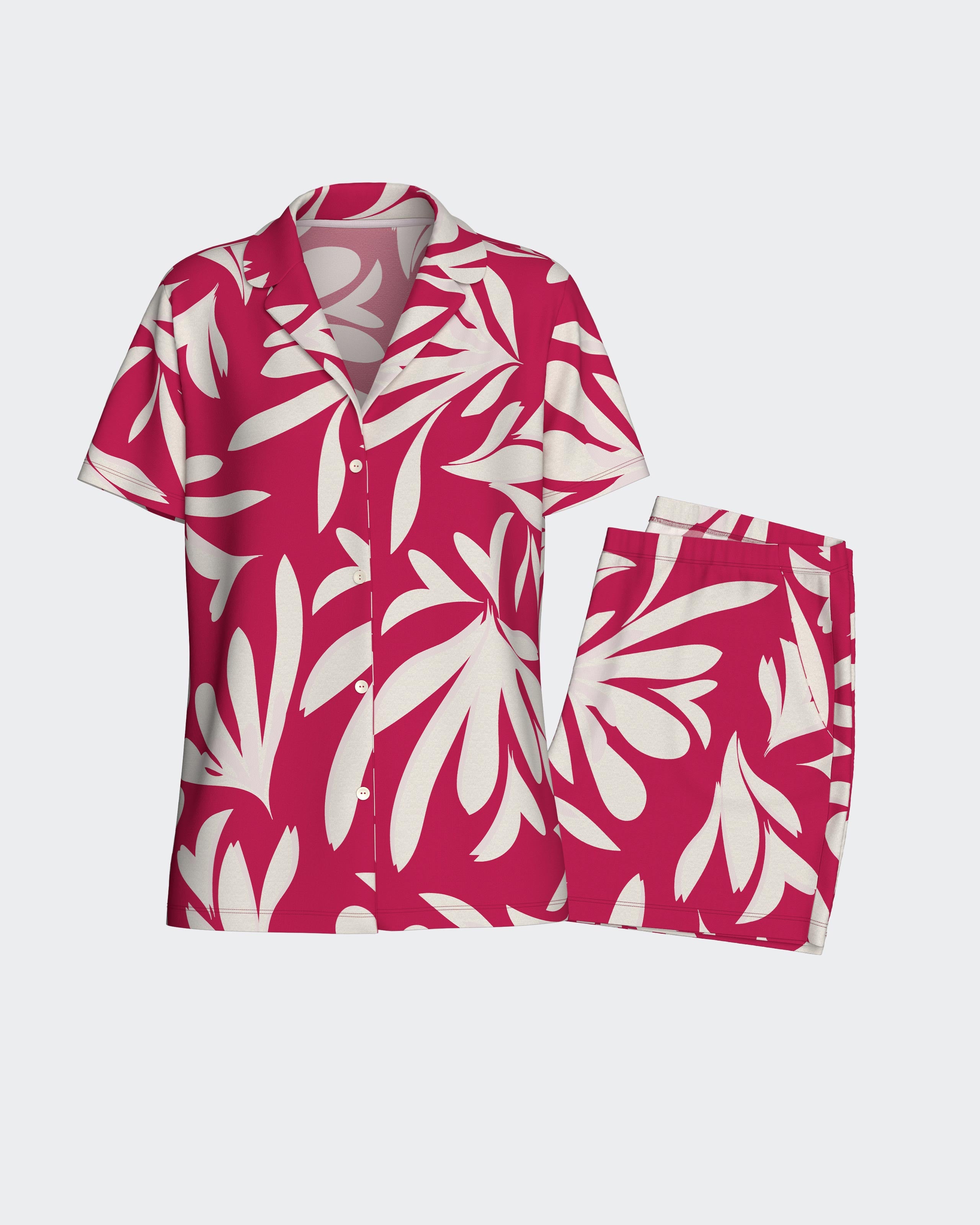 Damen-Kurzpyjama aus Lyocell mit Knöpfen