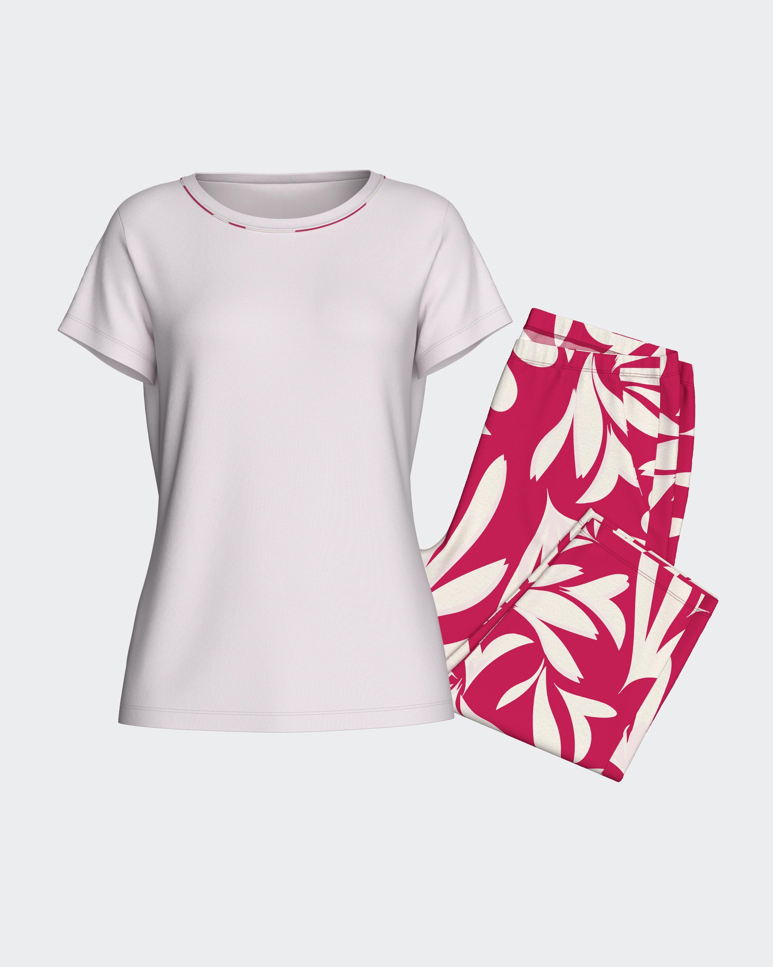 Damen-Kurzpyjama aus Lyocell mit Print