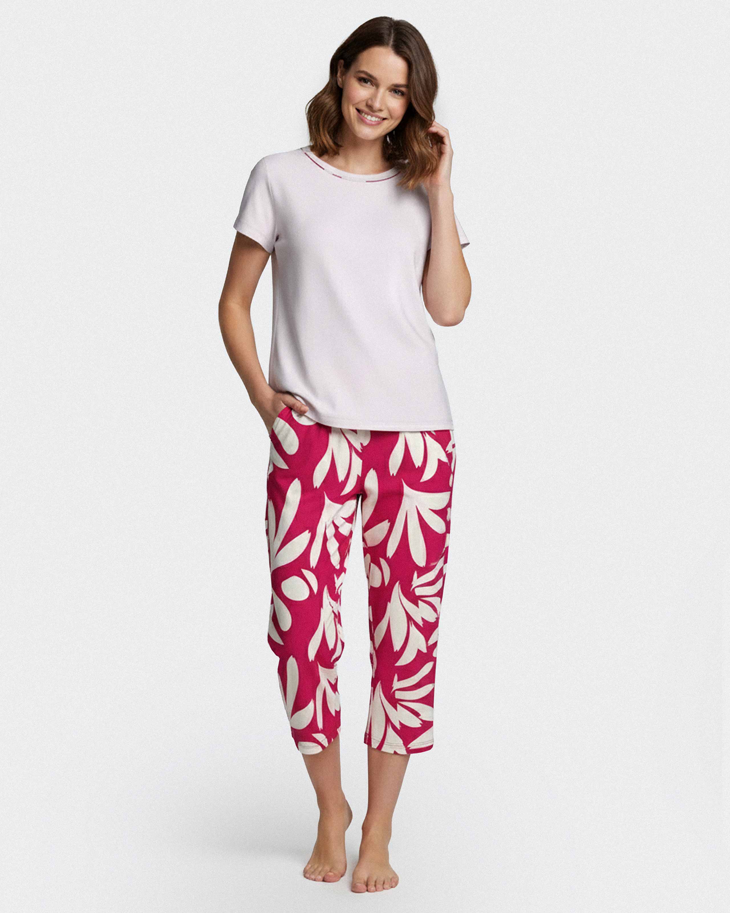Pyjama court pour femme à imprimé en Lyocell