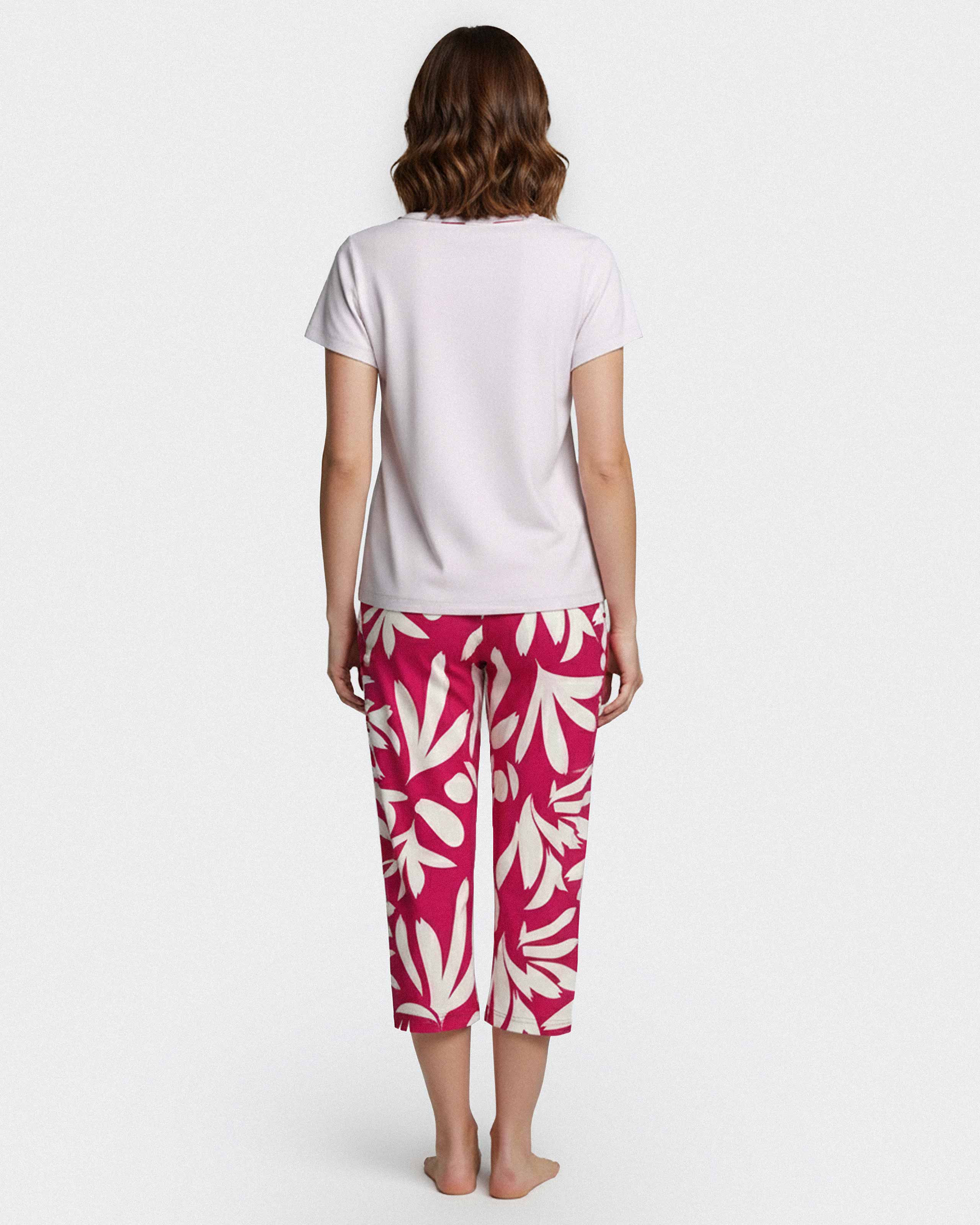 Damen-Kurzpyjama aus Lyocell mit Print