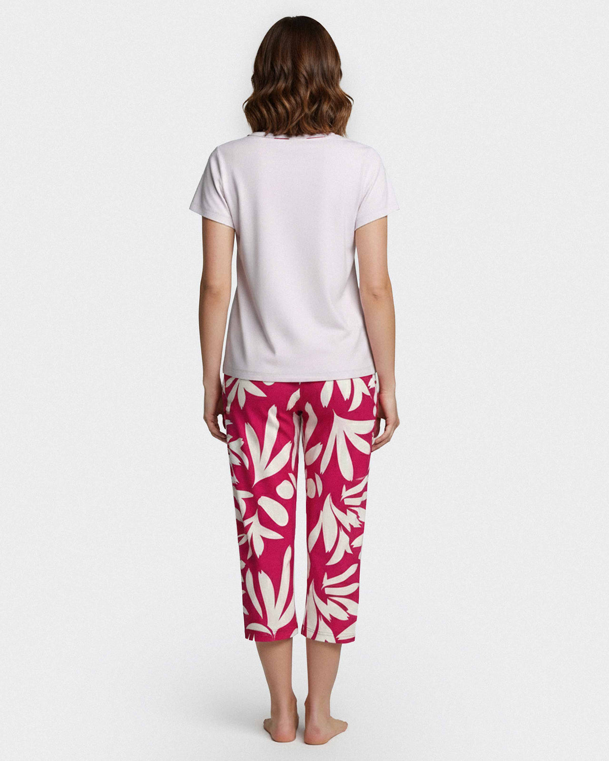 Pijama corto estampado de mujer en Lyocell
