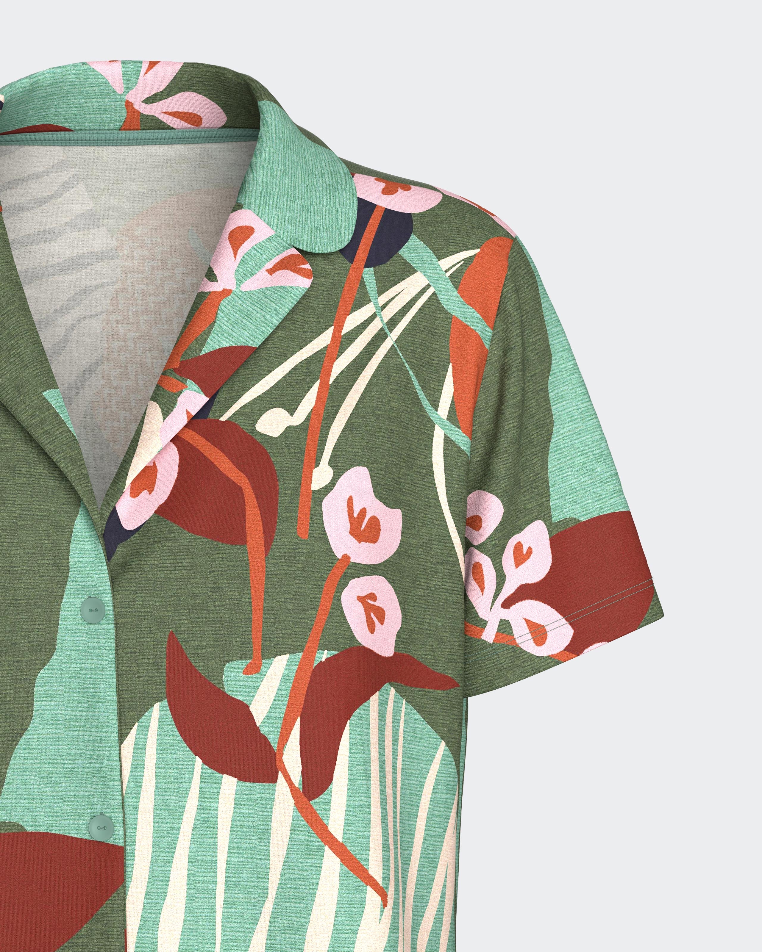 Pijama curto de mulher com botões em Modal