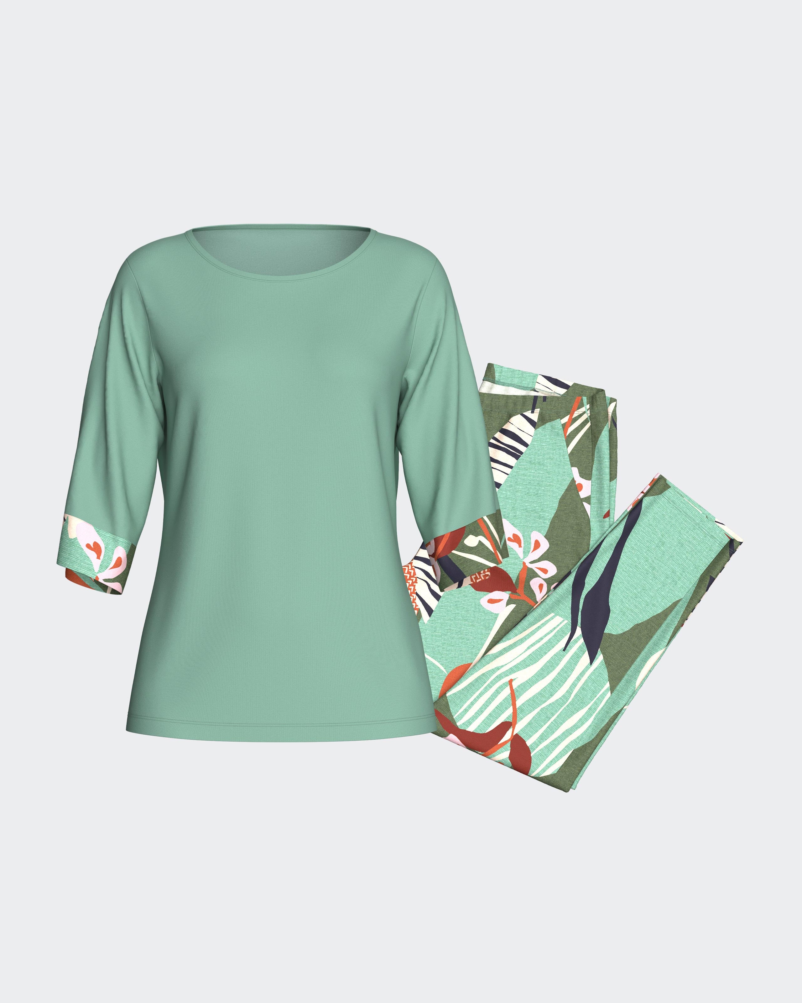 Pyjama pour femme à imprimé botanique en Modal