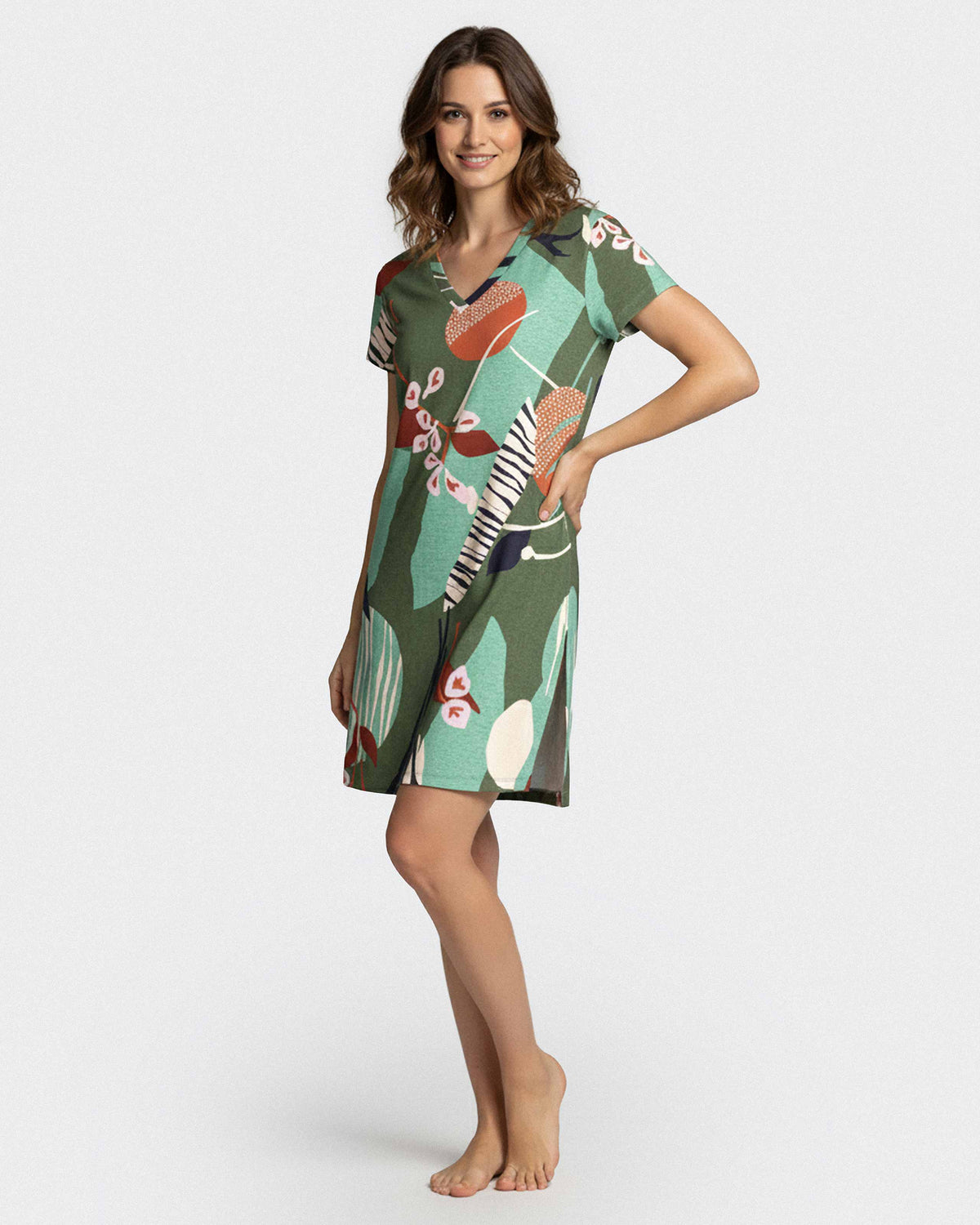 Nachthemd aus Modal mit botanischem Print