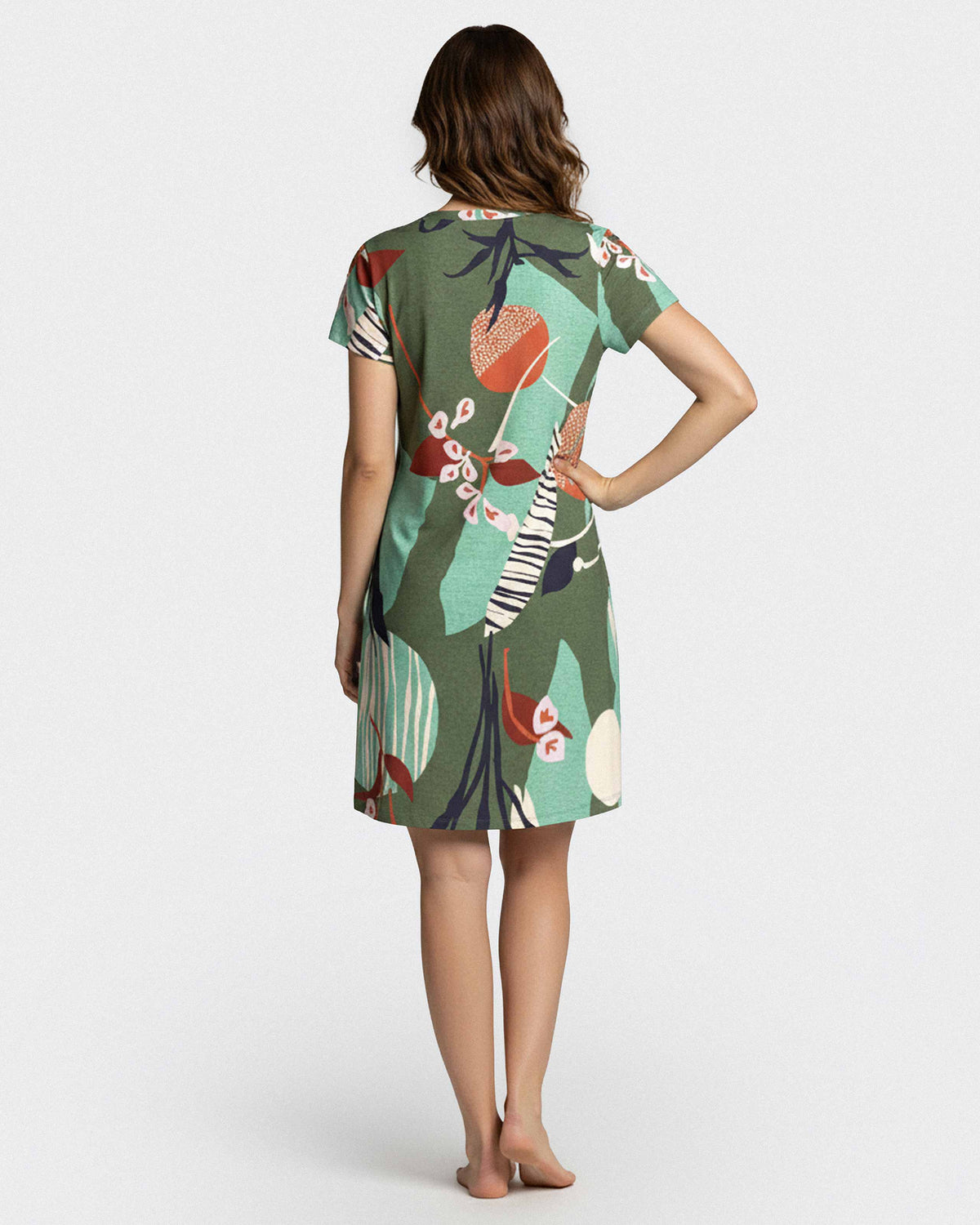 Camisa de dormir com estampado botânico em Modal
