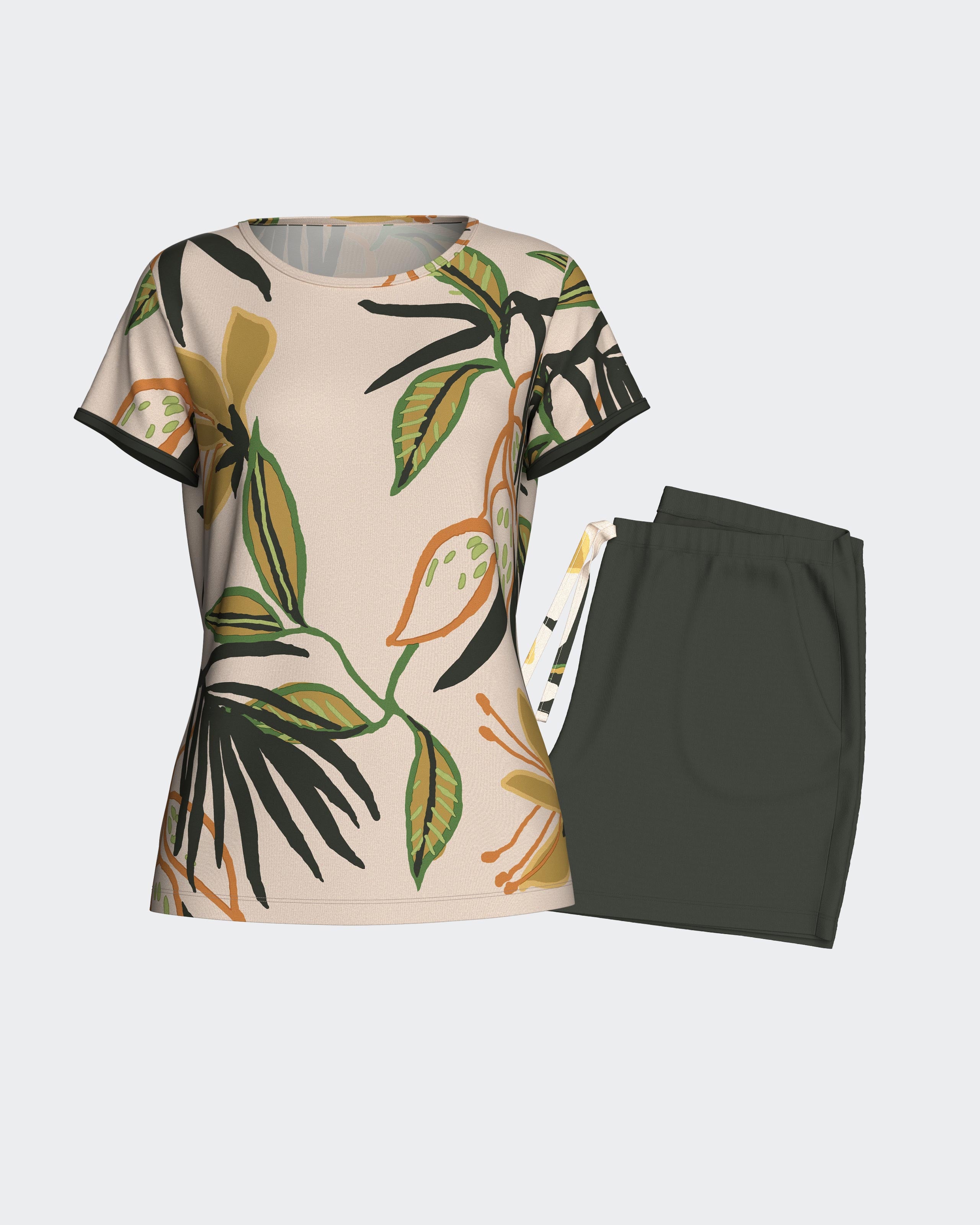 Damen-Kurzpyjama aus Lyocell mit Print