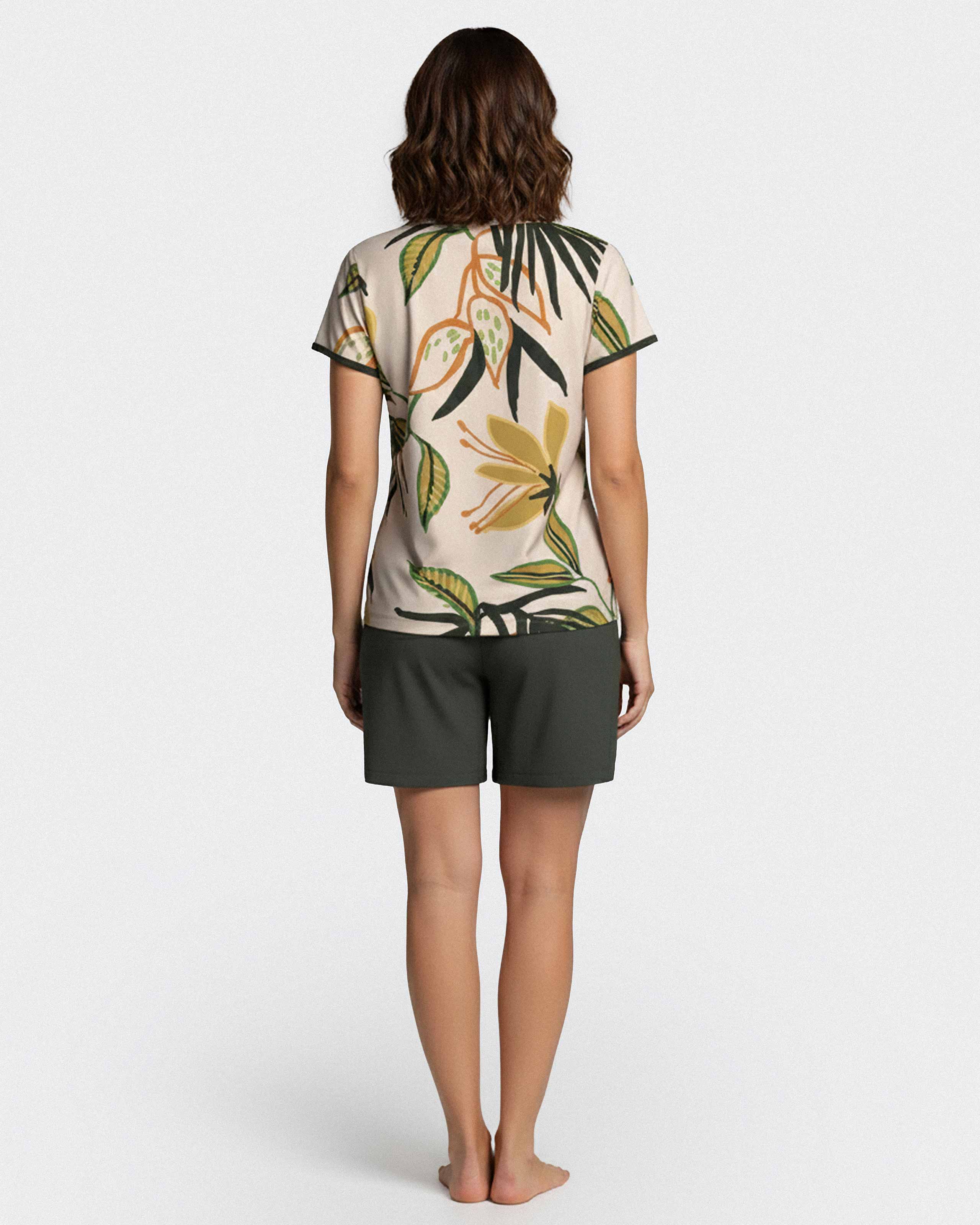 Pyjama court pour femme à imprimé en Lyocell