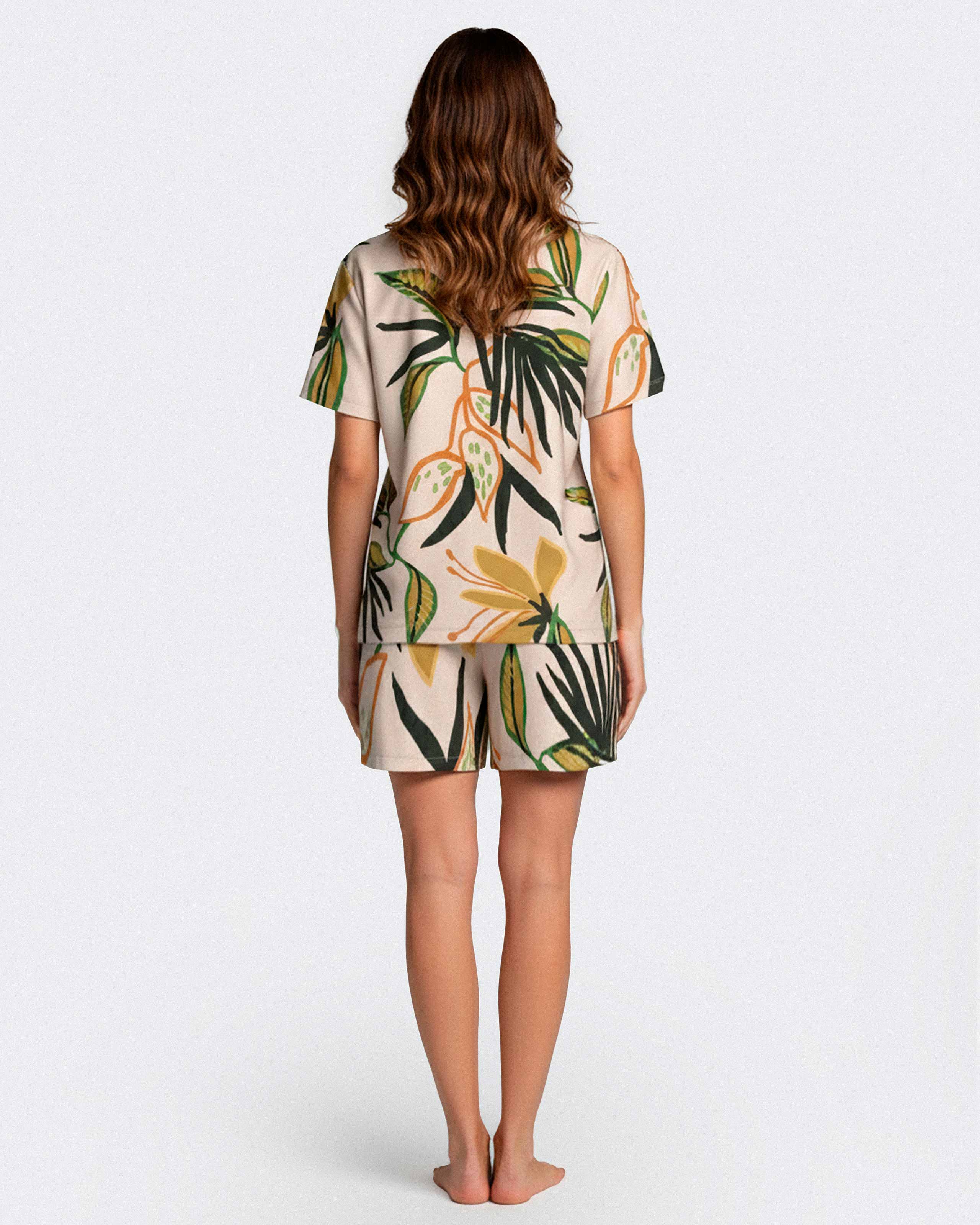 Women's short pyjamas with buttons in Lyocell