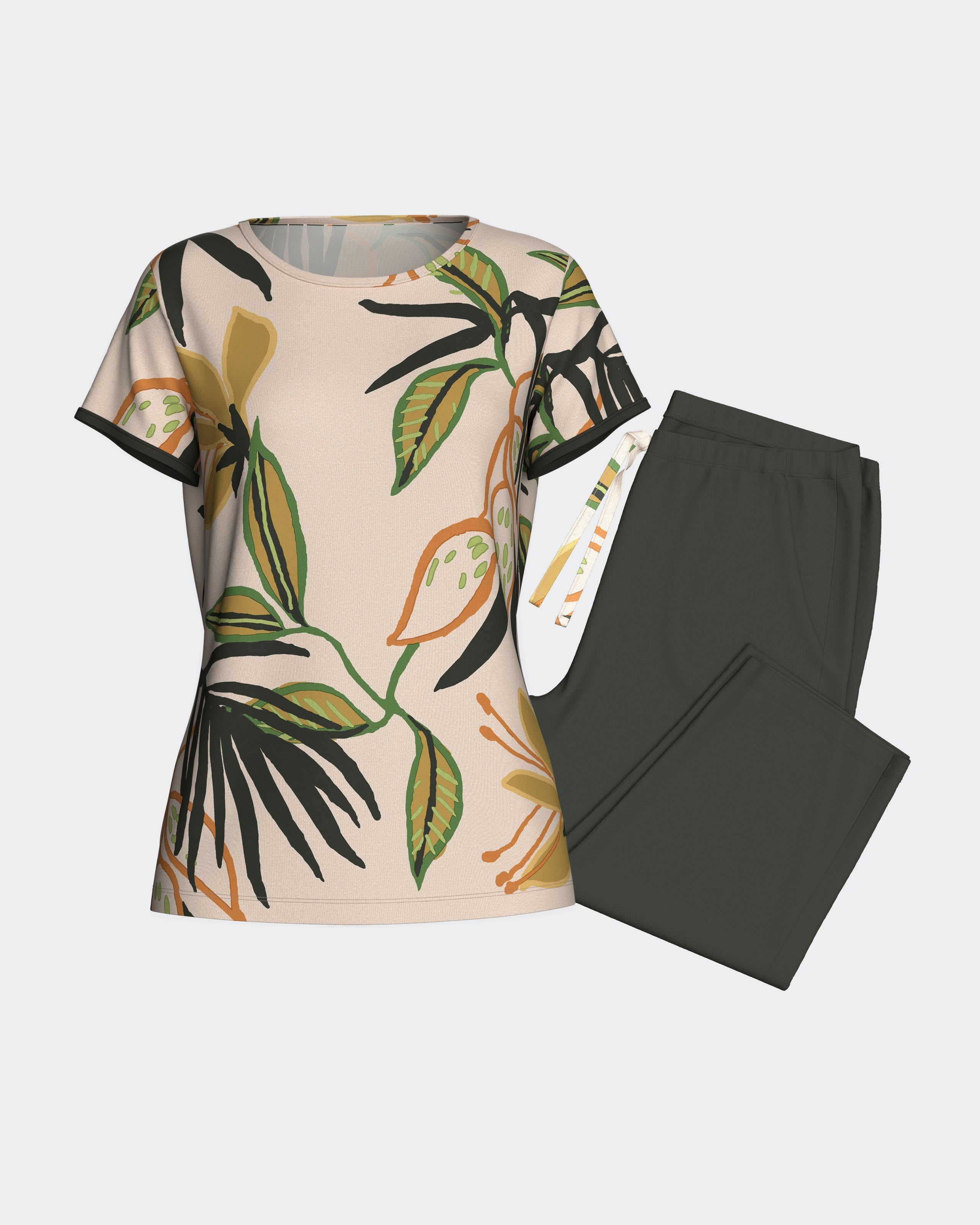 Pijama curto de mulher estampado em Lyocell