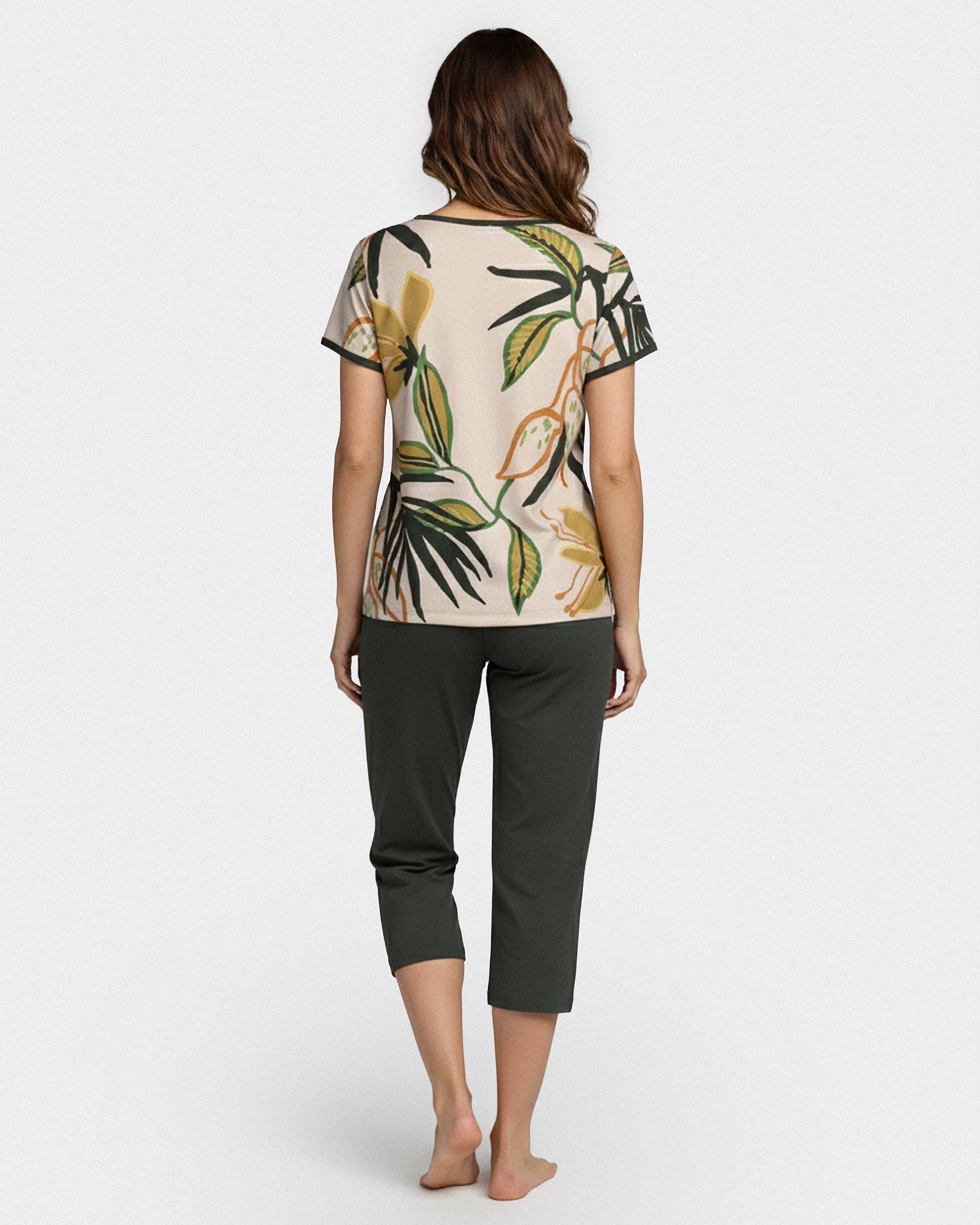 Pyjama court pour femme à imprimé en Lyocell