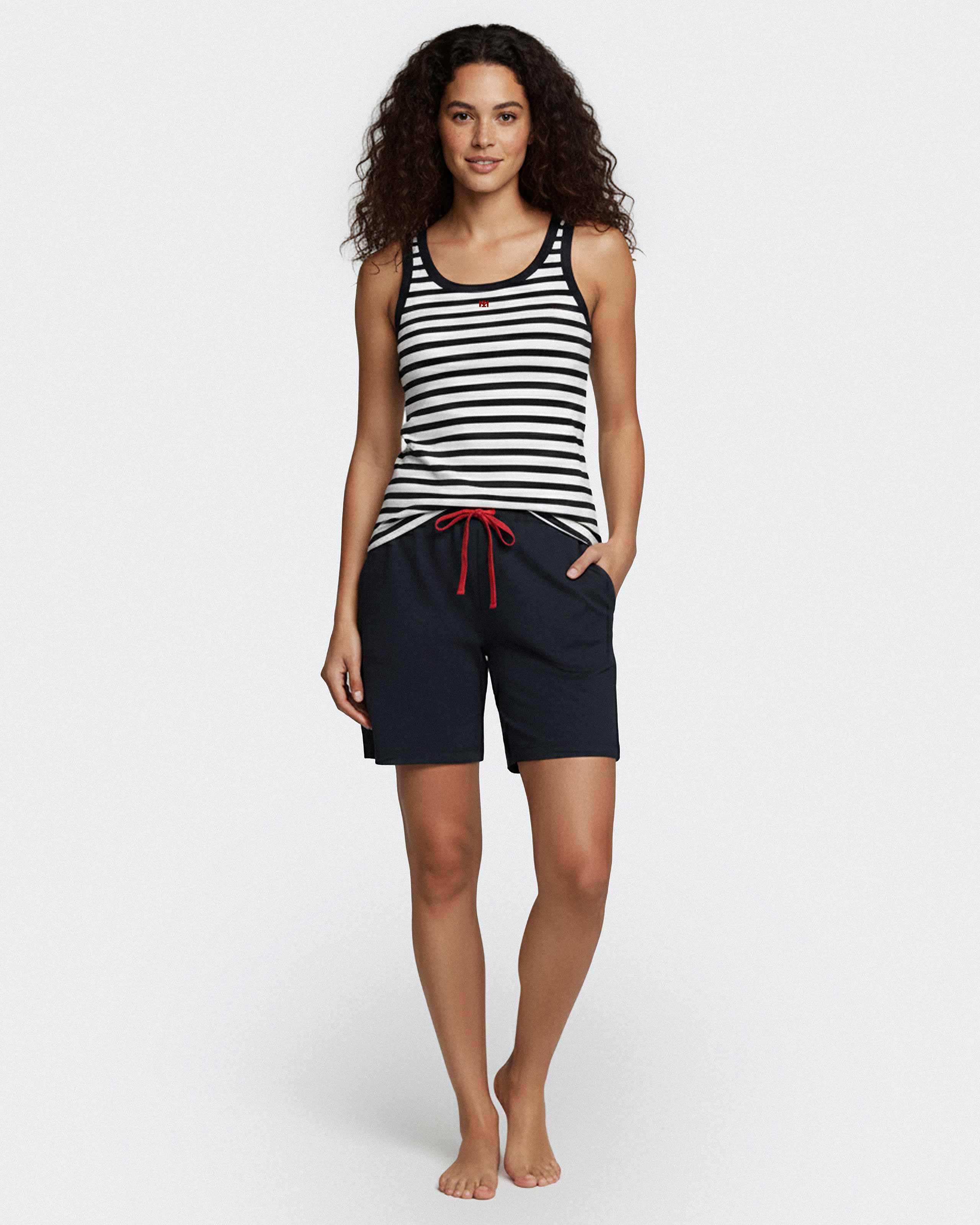 Pyjama court pour femme à rayures en Coton